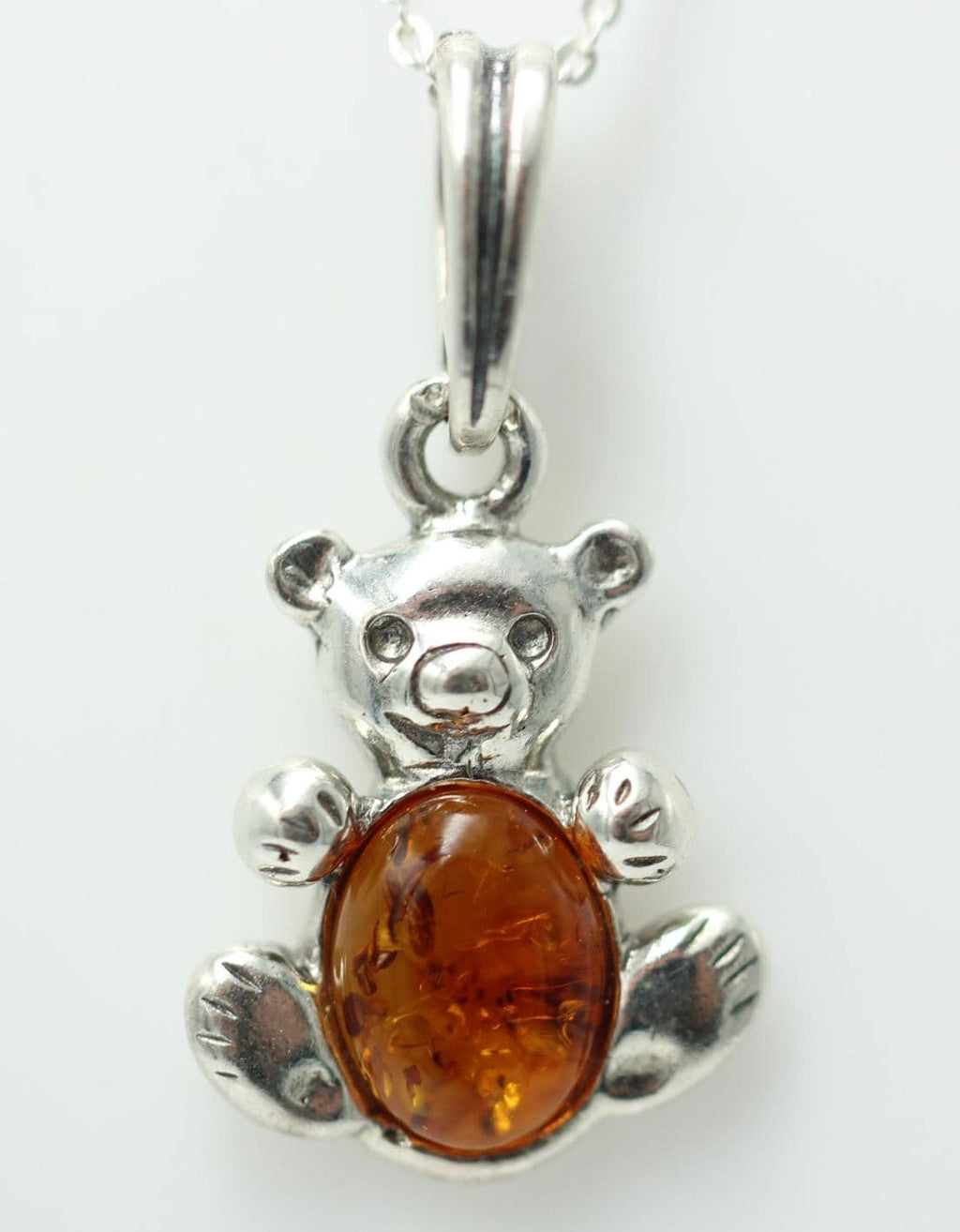 Bärenanhänger 925 Silber Bernstein Bär Anhänger Collier Kette Kinderschmuck