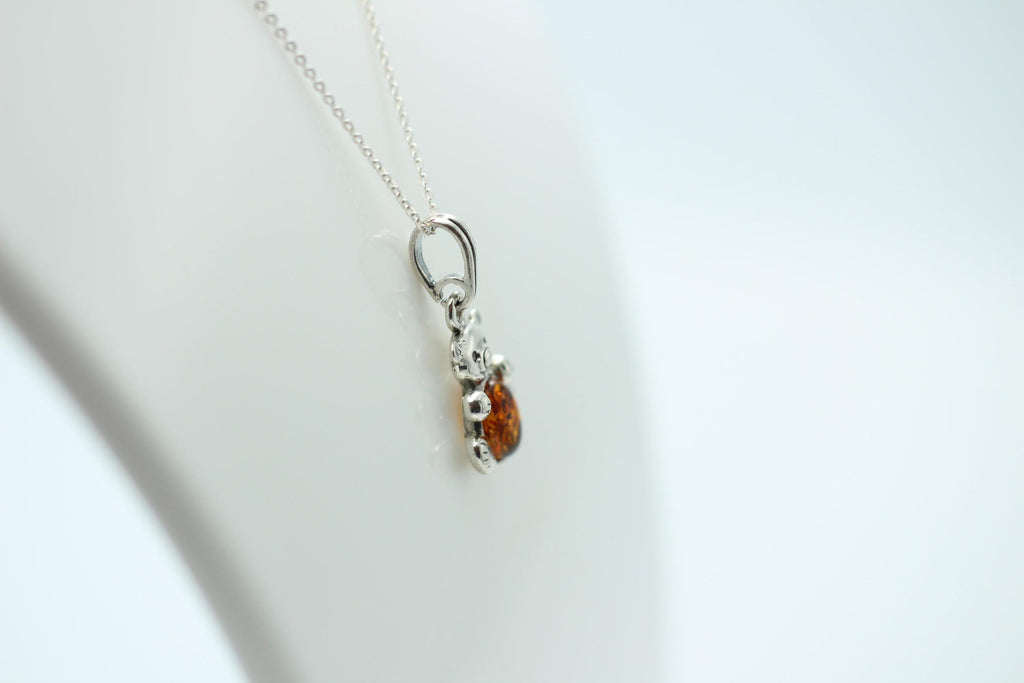 Bärenanhänger 925 Silber Bernstein Bär Anhänger Collier Kette Kinderschmuck