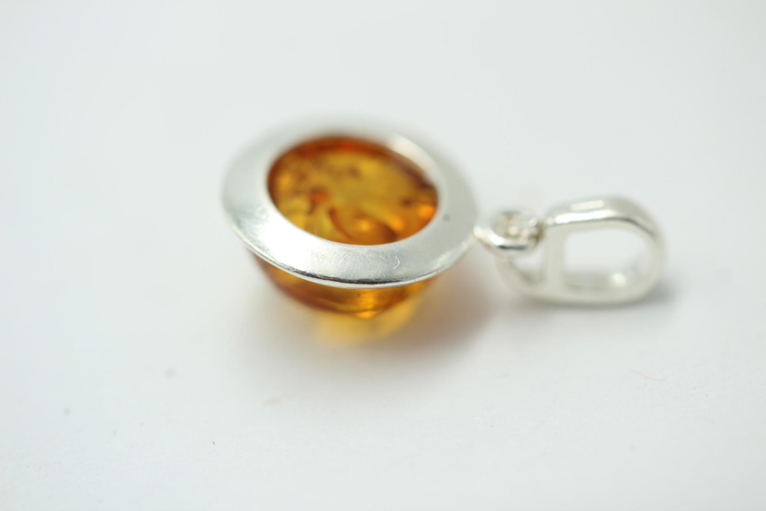 Bernstein Anhänger 925 Sterling Silber brauner Bernstein Collier Kette Top Edel