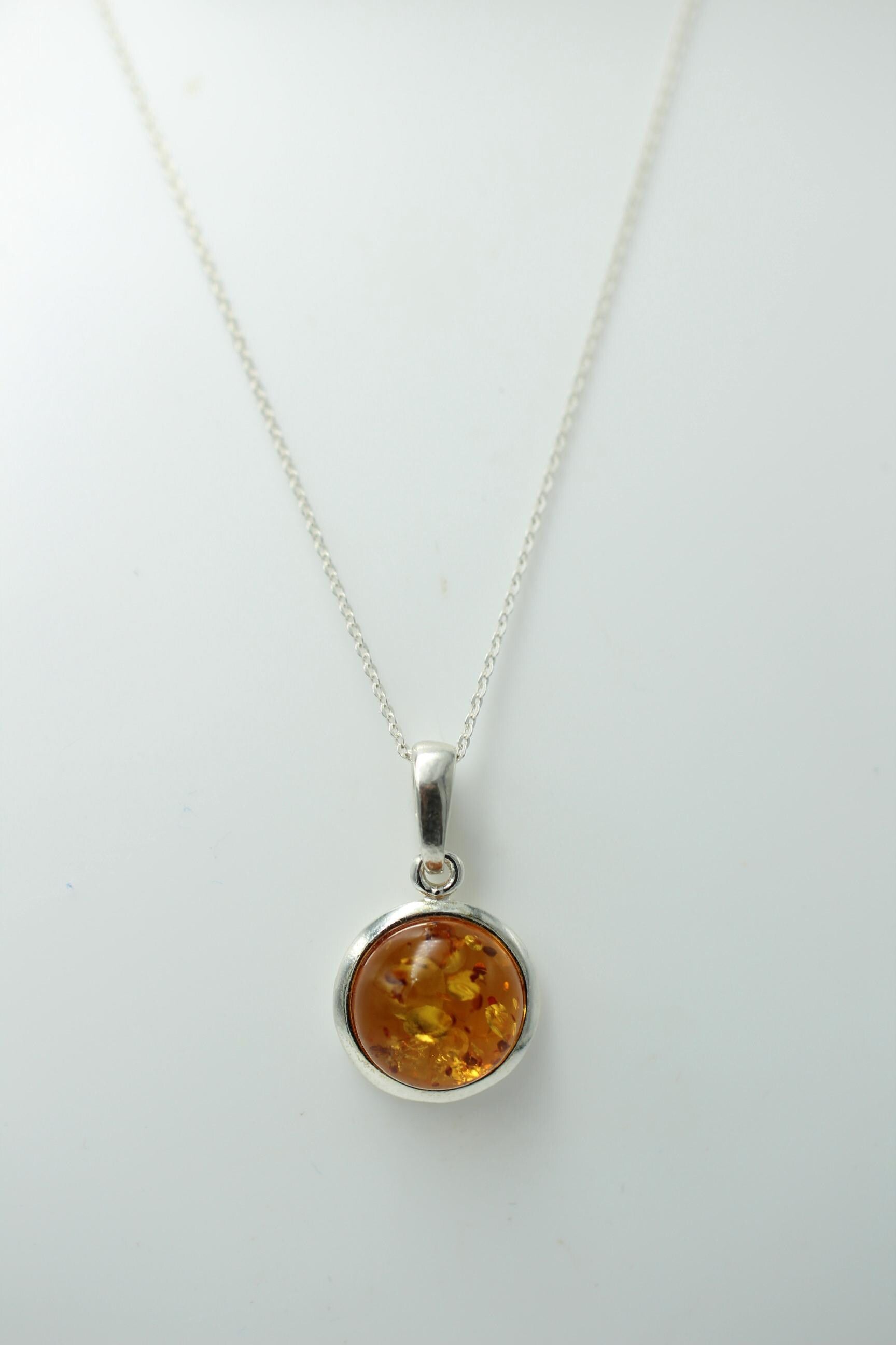 Bernstein Anhänger 925 Sterling Silber brauner Bernstein Collier Kette Top Edel