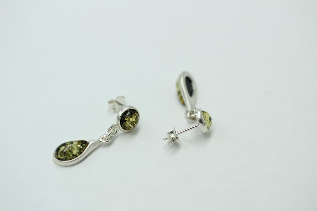 grüner Bernstein Ohrstecker 925 Silber Bernsteinohrstecker Ohrhänger Top Edel