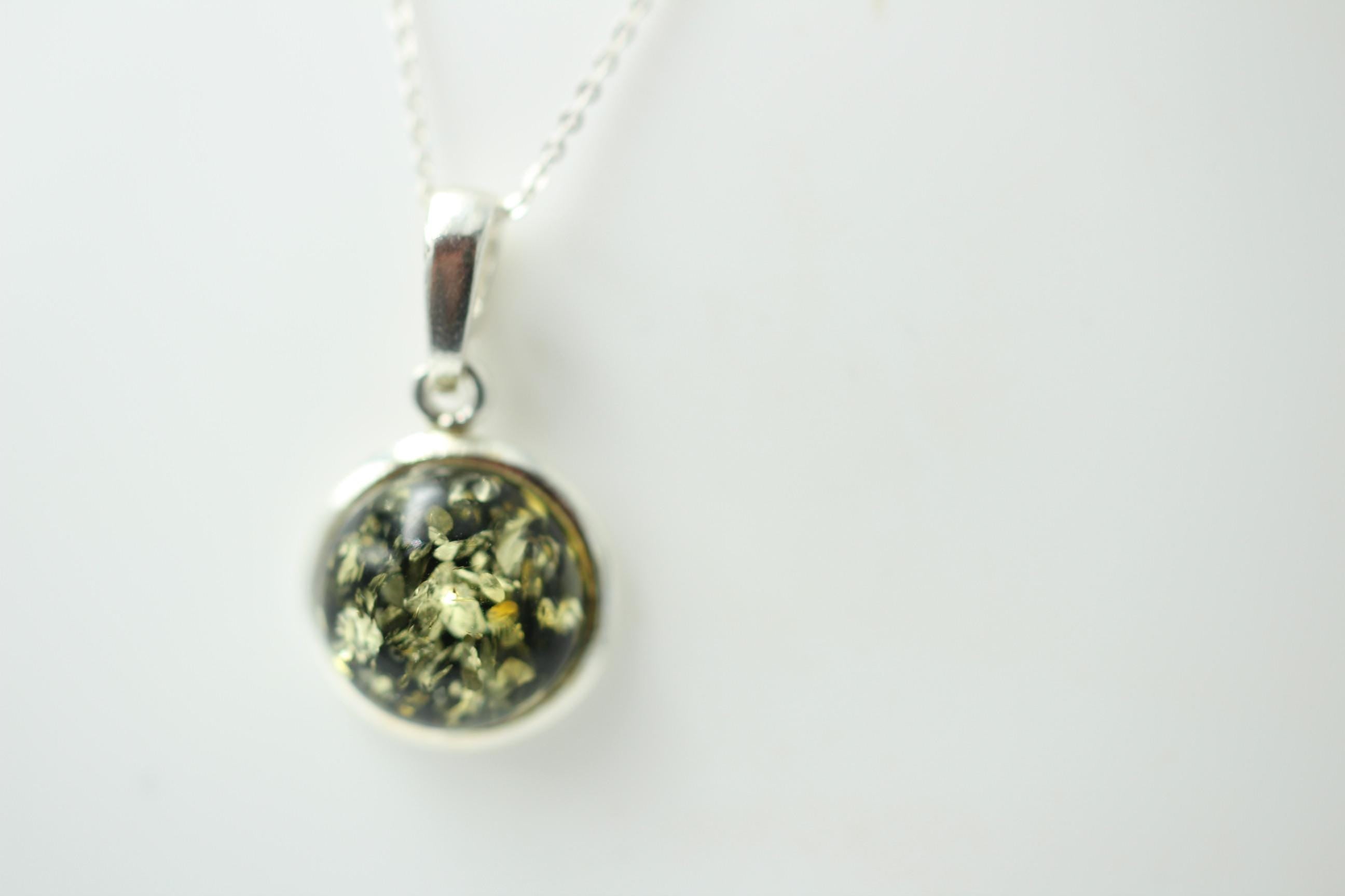 Berstein Anhänger 925 Sterling Silber grüner Bernstein  Top Edel