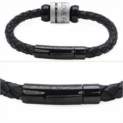 tashan Designer Leder Flecht Armband mit Edelstahleinlage, LOVE FOREVER Zirkonia
