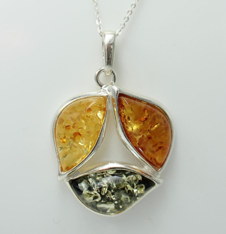Design Bernstein Anhänger Silber Collier Kette Bernsteinanhänger Top Edel