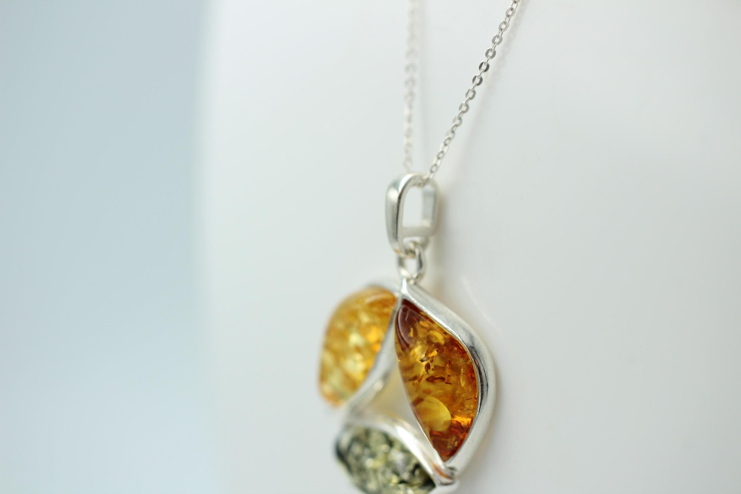 Design Bernstein Anhänger Silber Collier Kette Bernsteinanhänger Top Edel