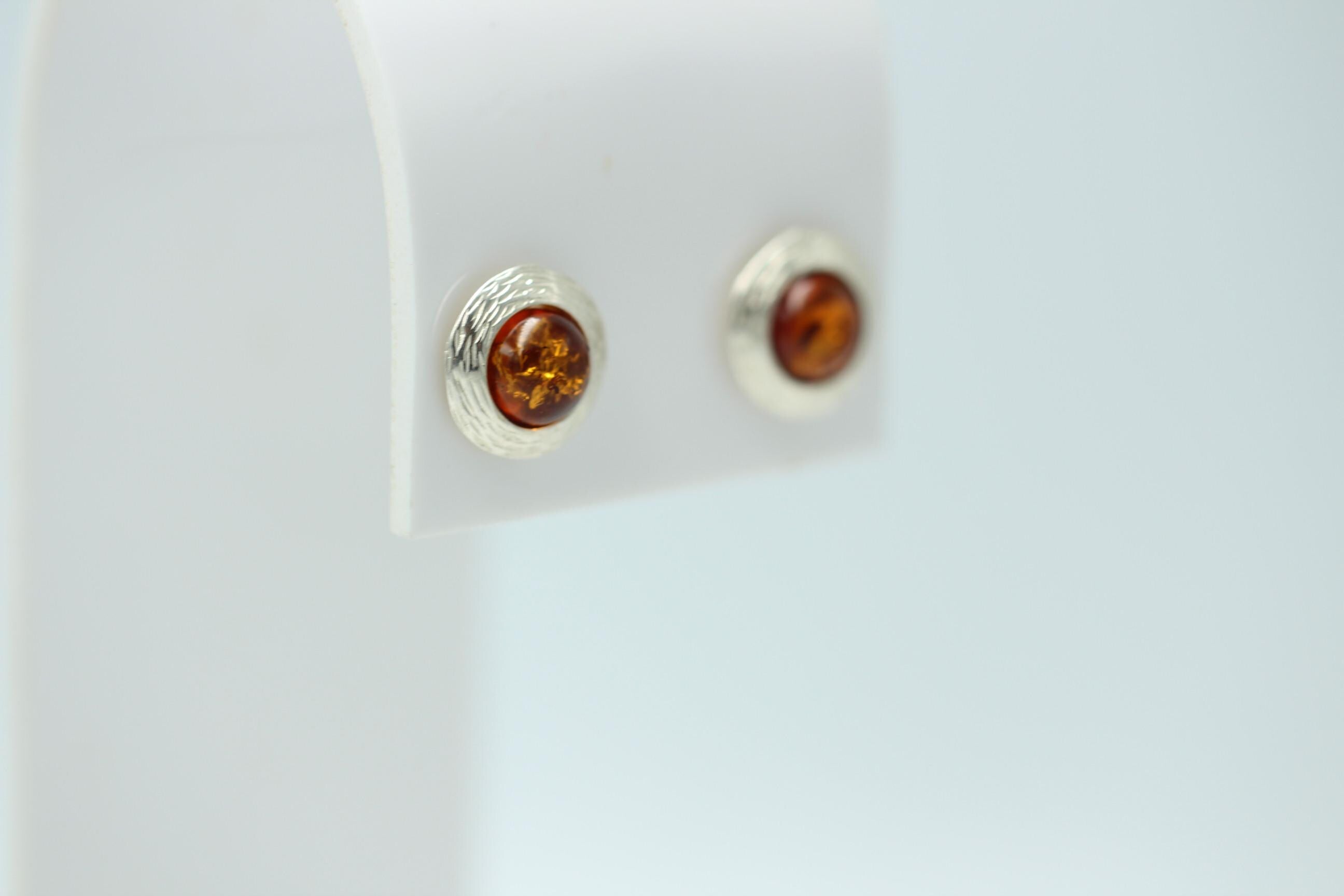 Bernstein Design Ohrstecker 925 Sterling Silber Bernsteinschmuck Designschmuck
