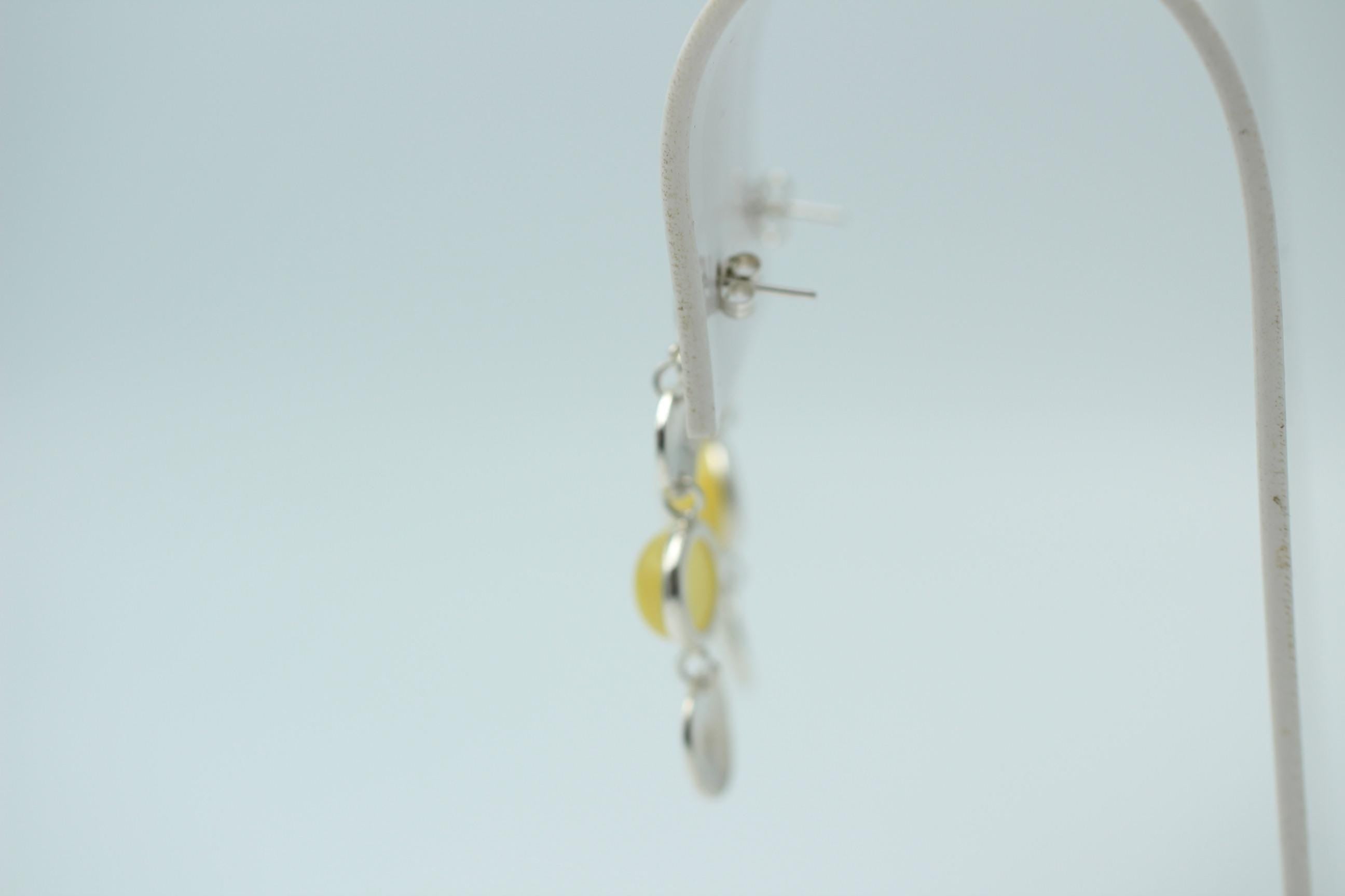 Design Bernstein honigfarbener Bernstein Ohrstecker 925 Sterling Silber