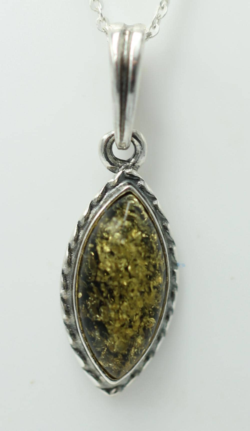grüner Bernstein Anhänger 925 Sterlingsilber  Bernsteinschmuck