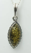 grüner Bernstein Anhänger 925 Sterlingsilber  Bernsteinschmuck