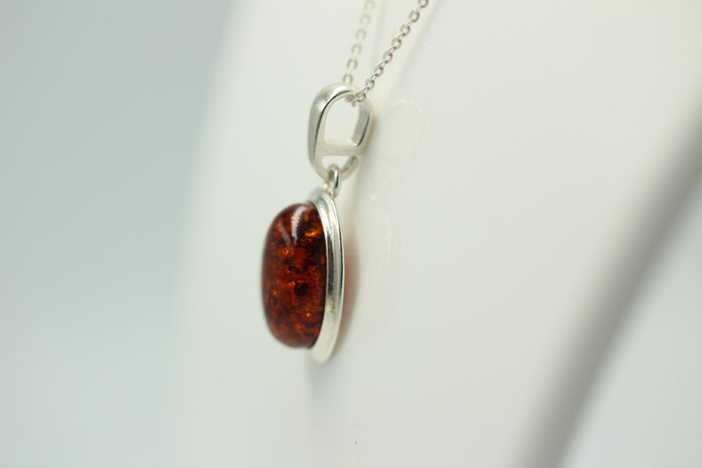 Bernstein Design Anhänger 925 Silber Collier Kette Bernsteinanhänger Top