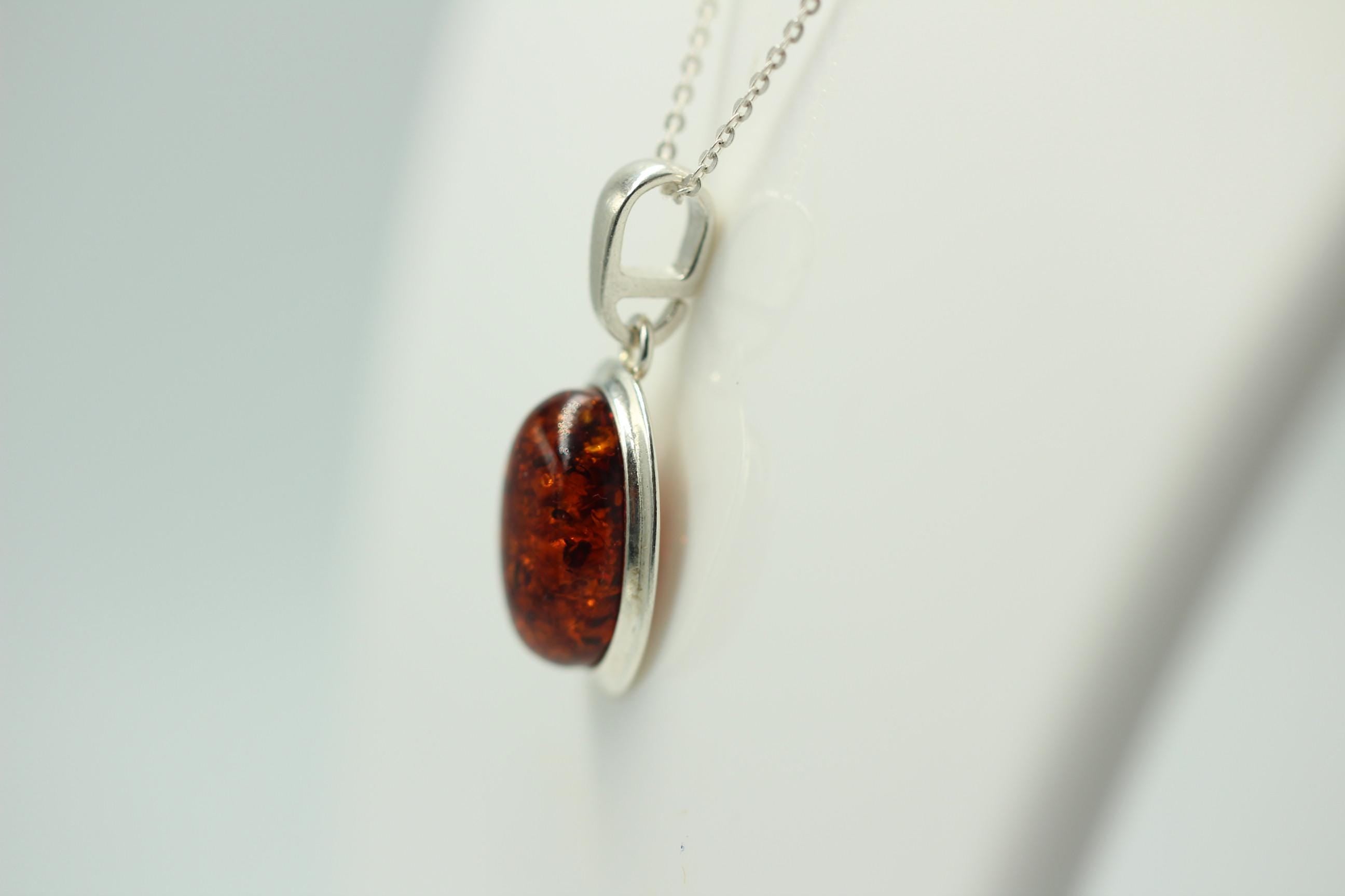 Bernstein Design Anhänger 925 Silber Collier Kette Bernsteinanhänger Top