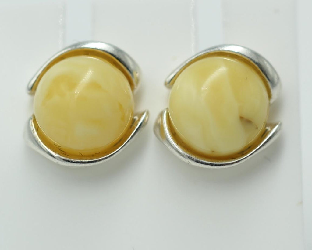 Design Ohrstecker Bernstein 925 Silber Ohrring Bernsteinschmuck Honig Bernstein