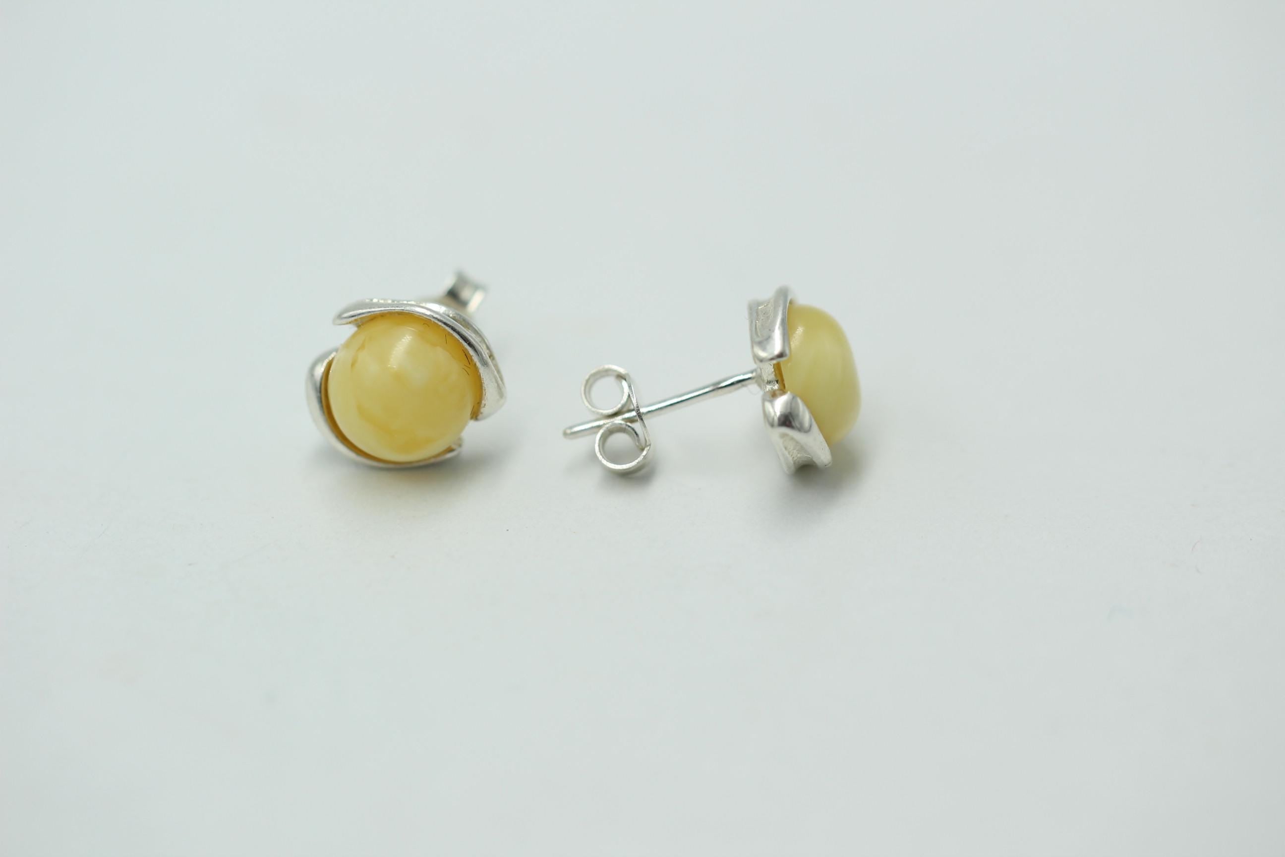 Design Ohrstecker Bernstein 925 Silber Ohrring Bernsteinschmuck Honig Bernstein