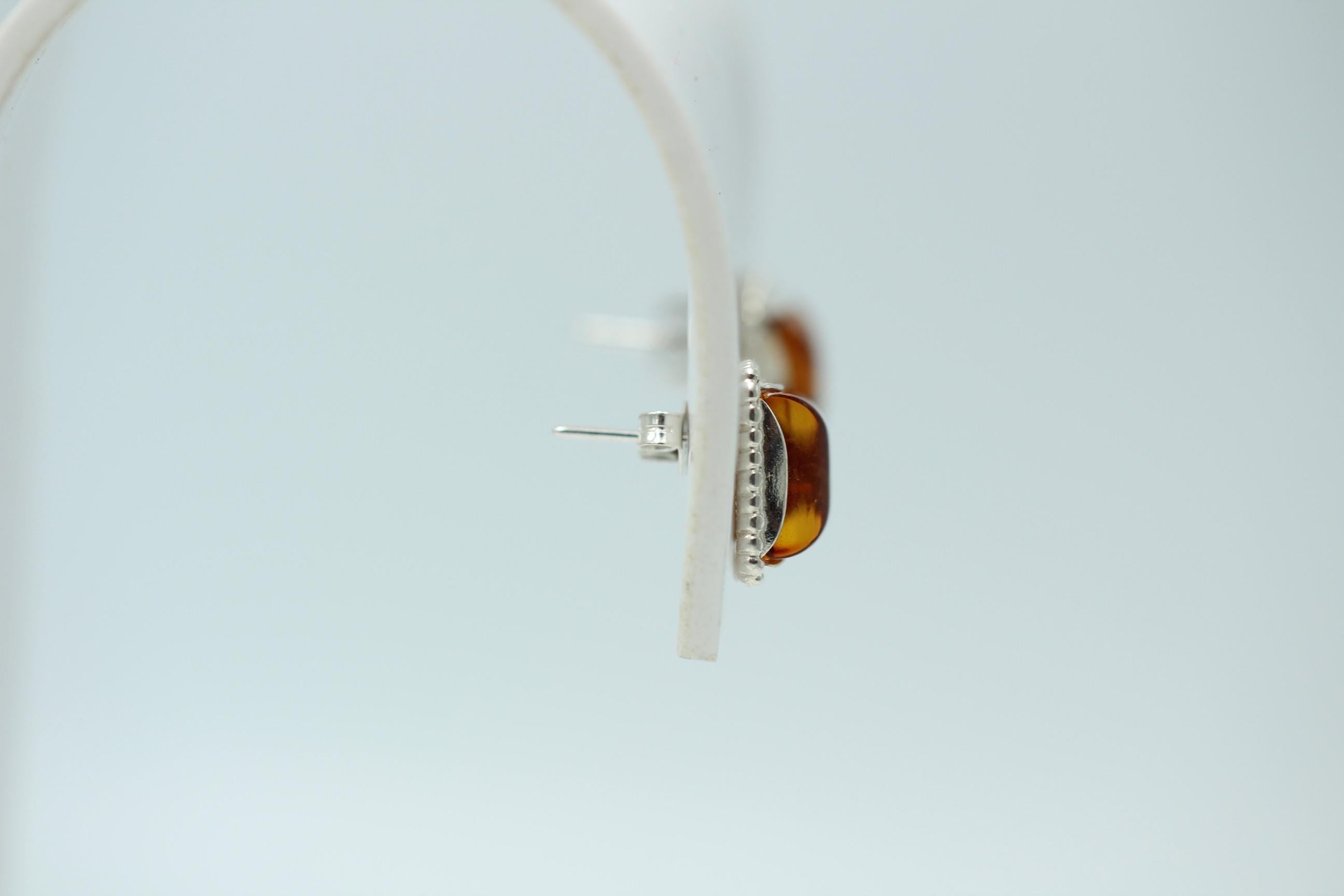 Bernstein Ohrstecker 925 Silber 13 x 10 mm brauner Bernstein Ohrschmuck