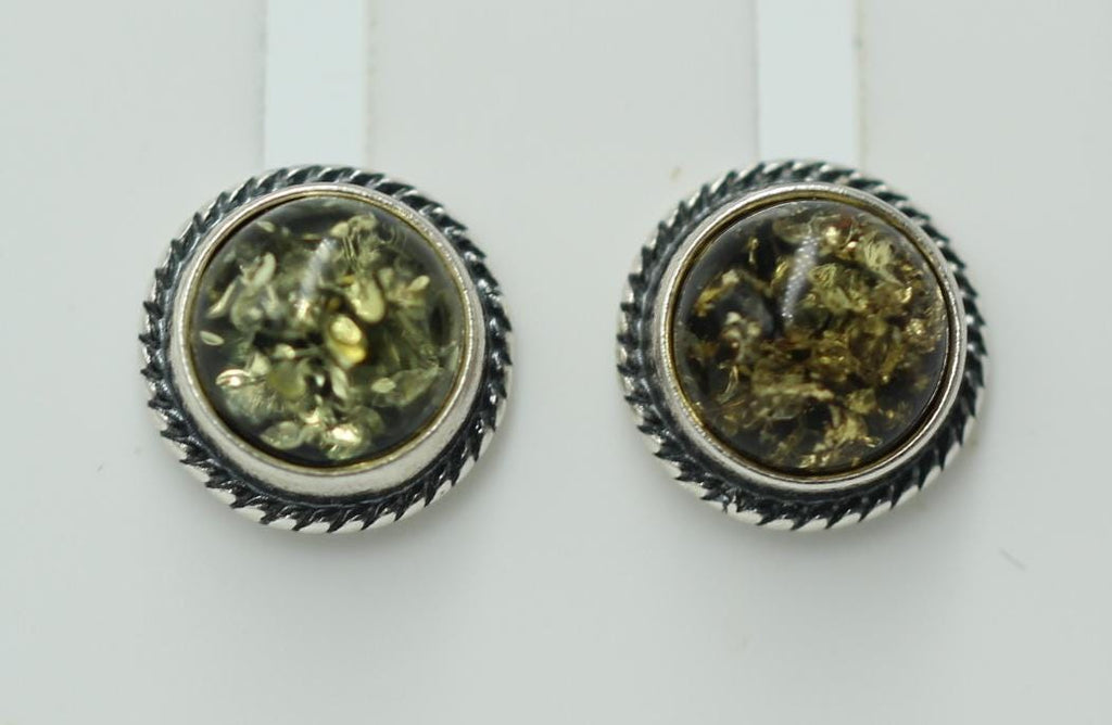 Edle grüne Bernstein Ohrstecker 925 Silber Ohrschmuck Bernstein Letland