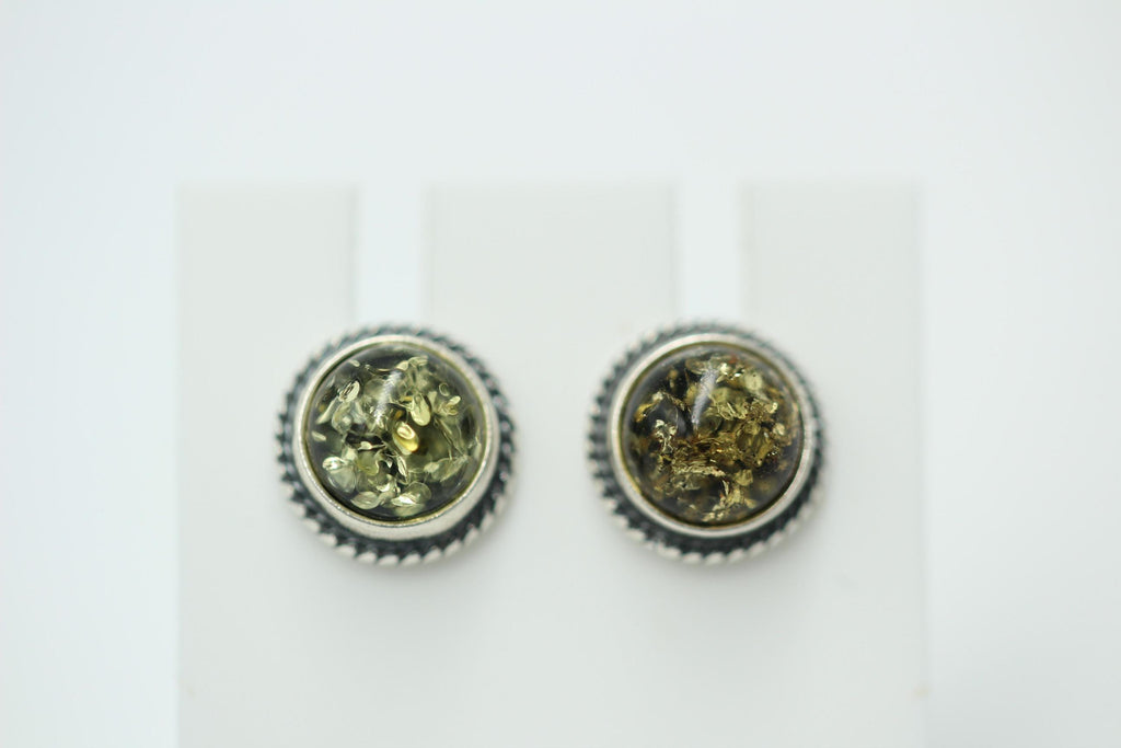 Edle grüne Bernstein Ohrstecker 925 Silber Ohrschmuck Bernstein Letland