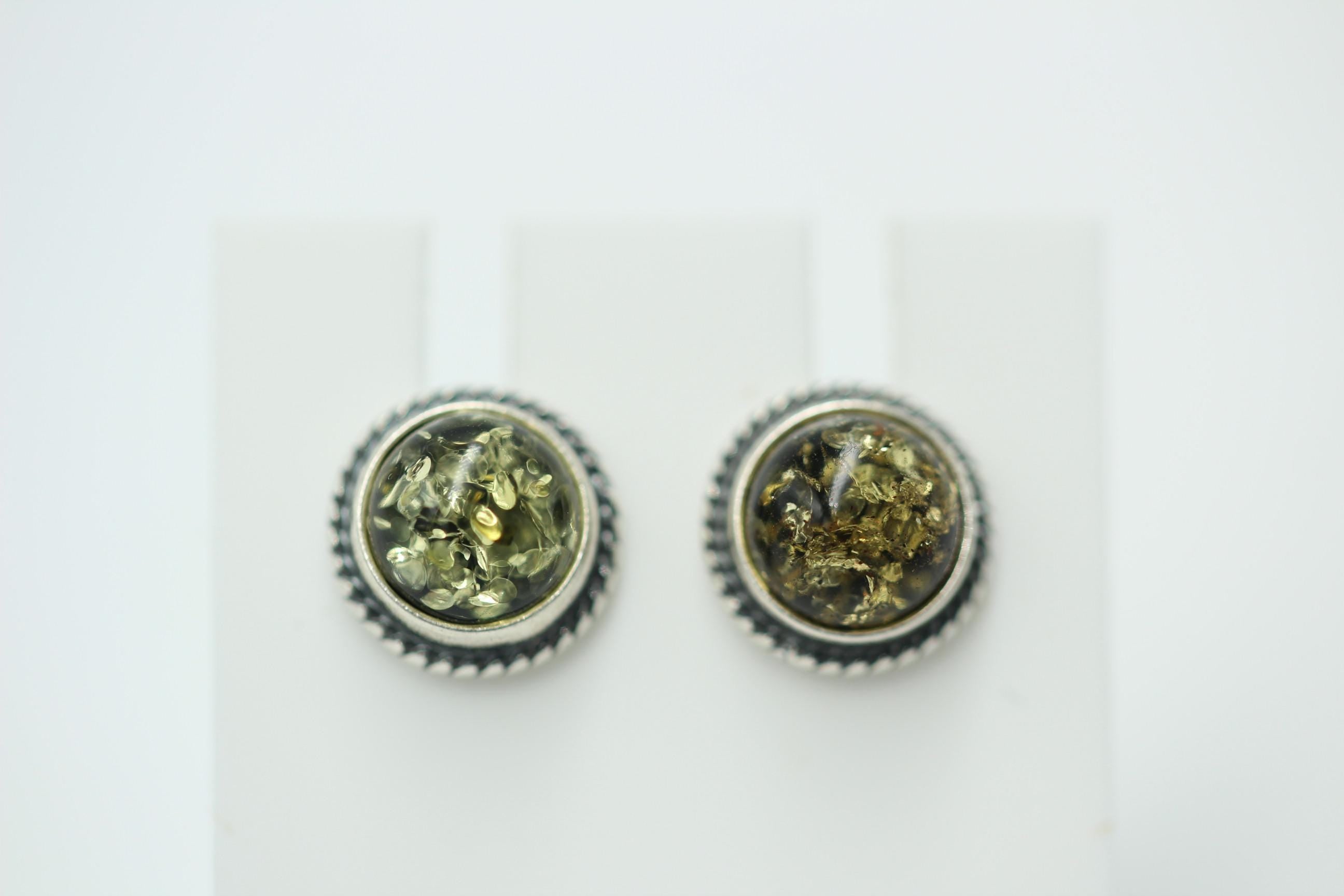 Edle grüne Bernstein Ohrstecker 925 Silber Ohrschmuck Bernstein Letland
