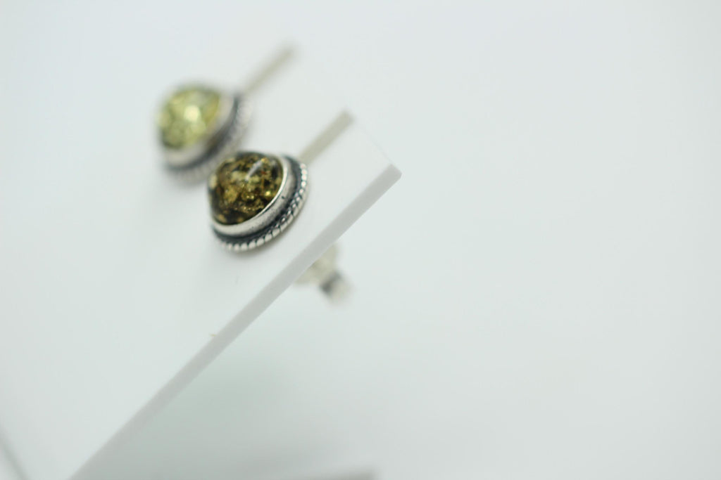 Edle grüne Bernstein Ohrstecker 925 Silber Ohrschmuck Bernstein Letland