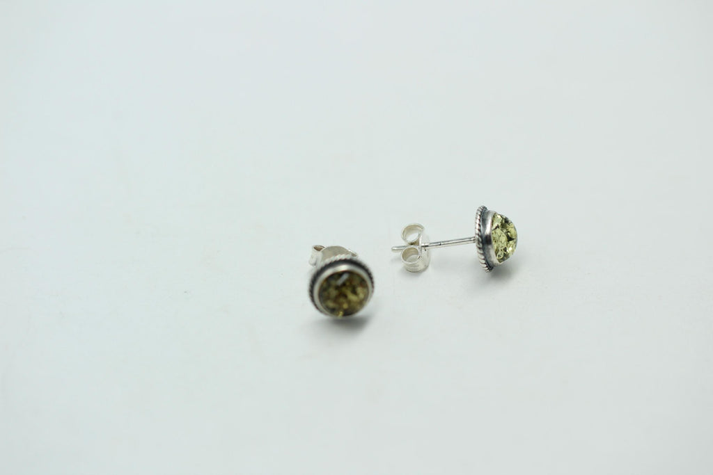 Edle grüne Bernstein Ohrstecker 925 Silber Ohrschmuck Bernstein Letland
