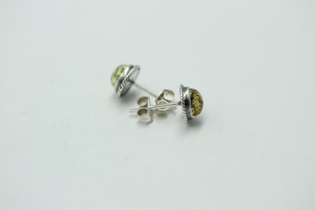 Edle grüne Bernstein Ohrstecker 925 Silber Ohrschmuck Bernstein Letland