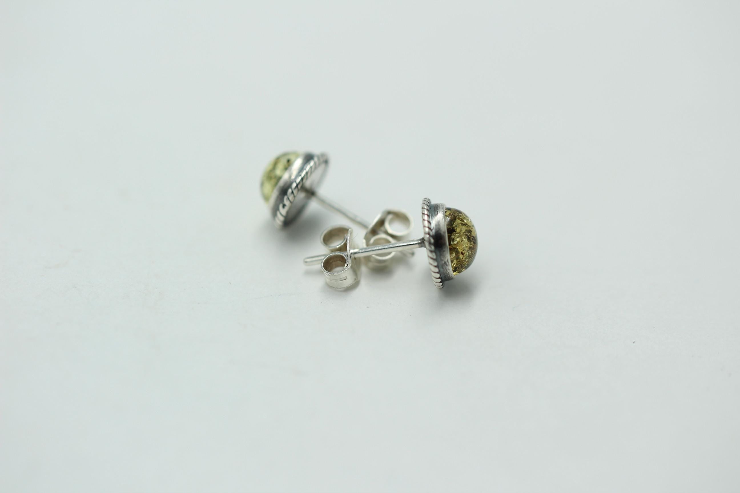 Edle grüne Bernstein Ohrstecker 925 Silber Ohrschmuck Bernstein Letland