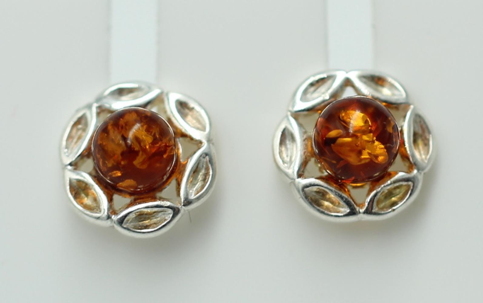 Bernsxtein Ohrstecker 925 Silber Schmuck Ohrschmuck Bernsteinschmuck Top Edel