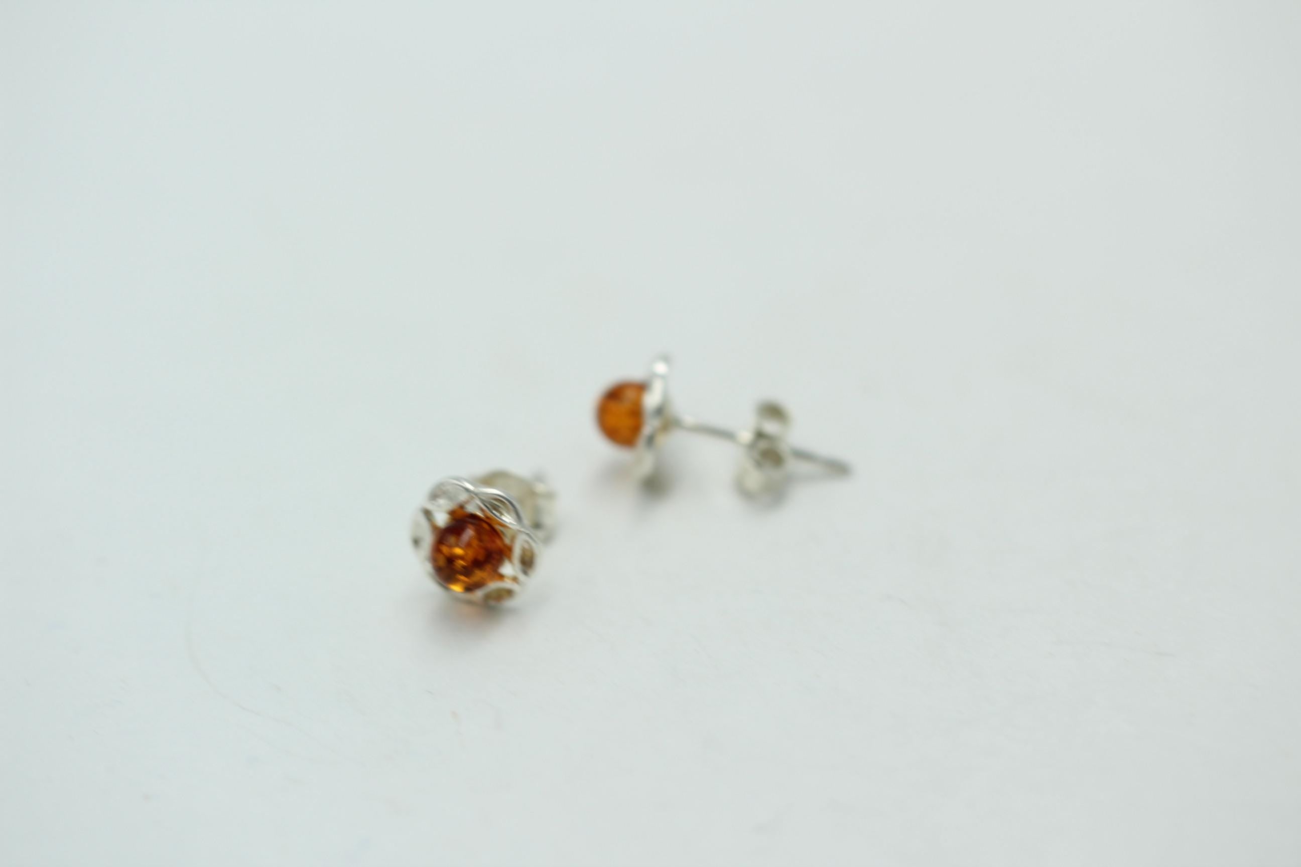 Bernsxtein Ohrstecker 925 Silber Schmuck Ohrschmuck Bernsteinschmuck Top Edel