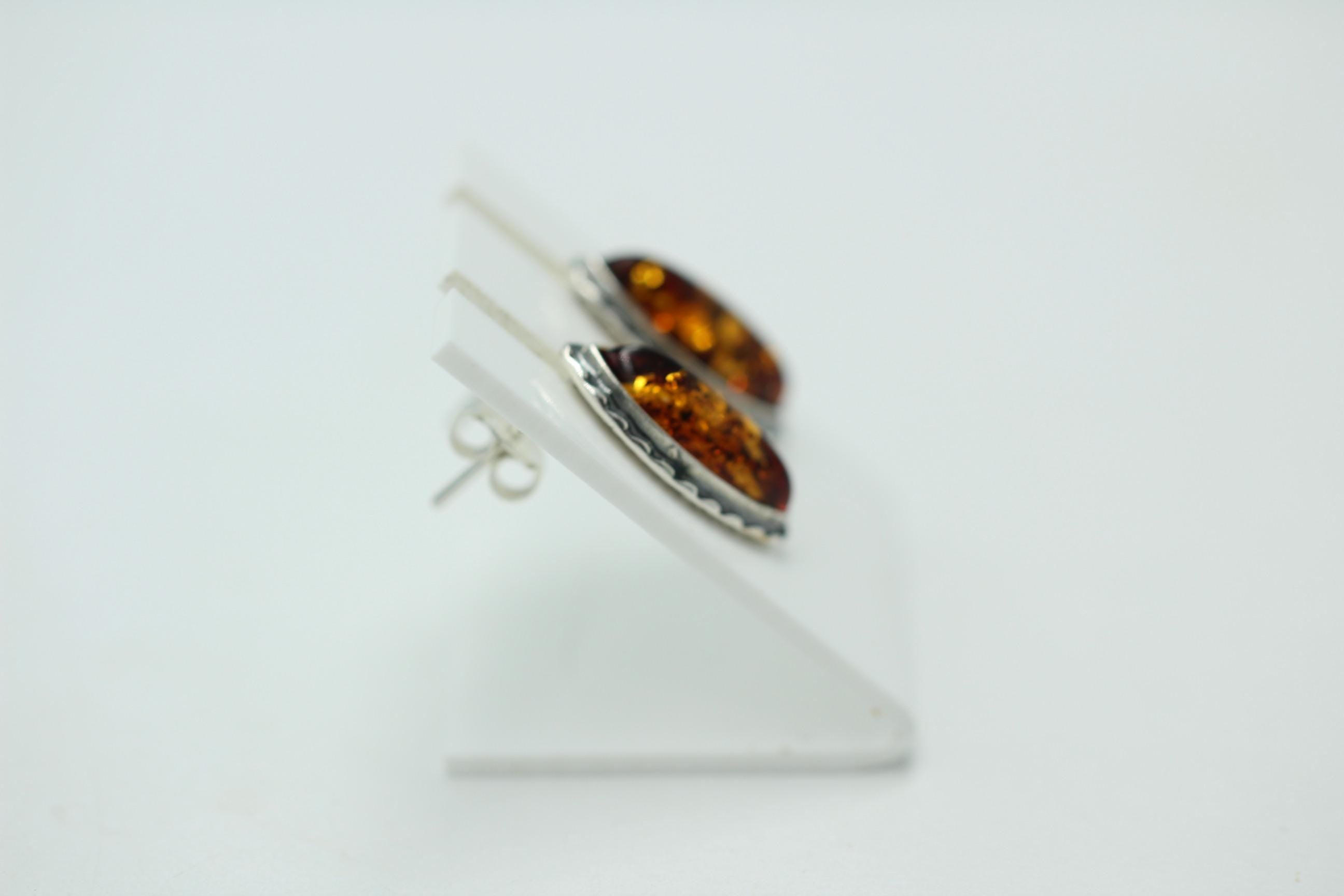 Bernstein Ohrstecker Marquise braun in 925 Sterling Silber Bernsteinschmuck Top