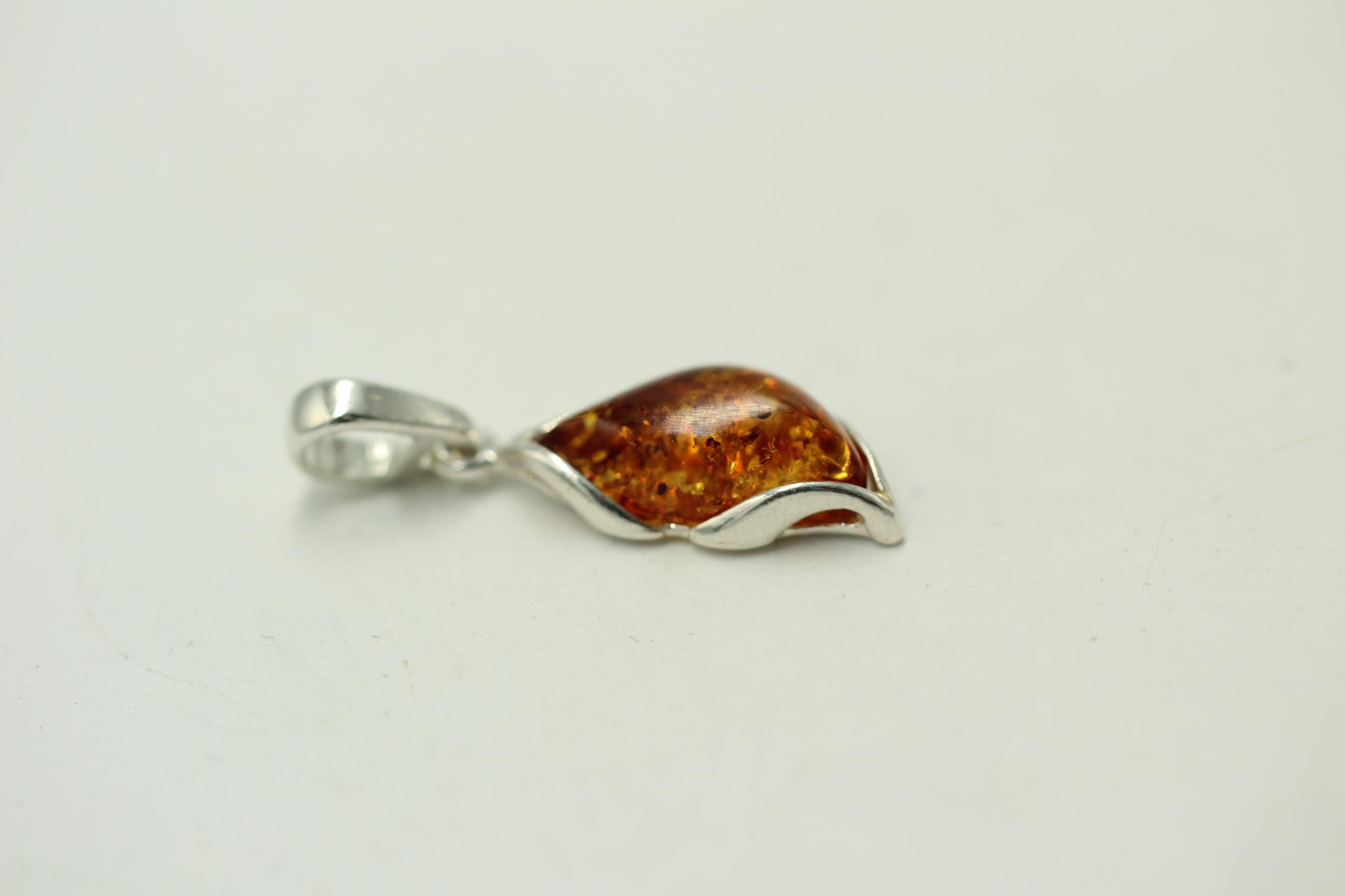 Design Bernstein Anhänger 925 Sterling Silber brauner Bernstein Collier Kette