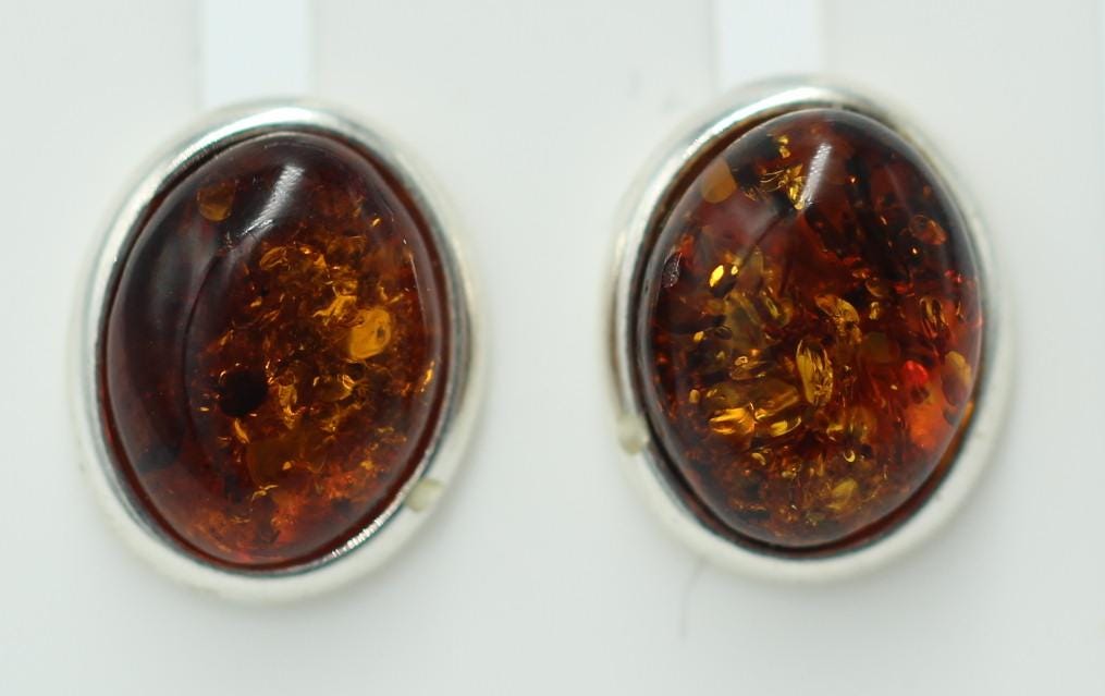 Edler brauner Bernstein Ohrstecker 925 Silber Ohrschmuck Bernstein aus Letland