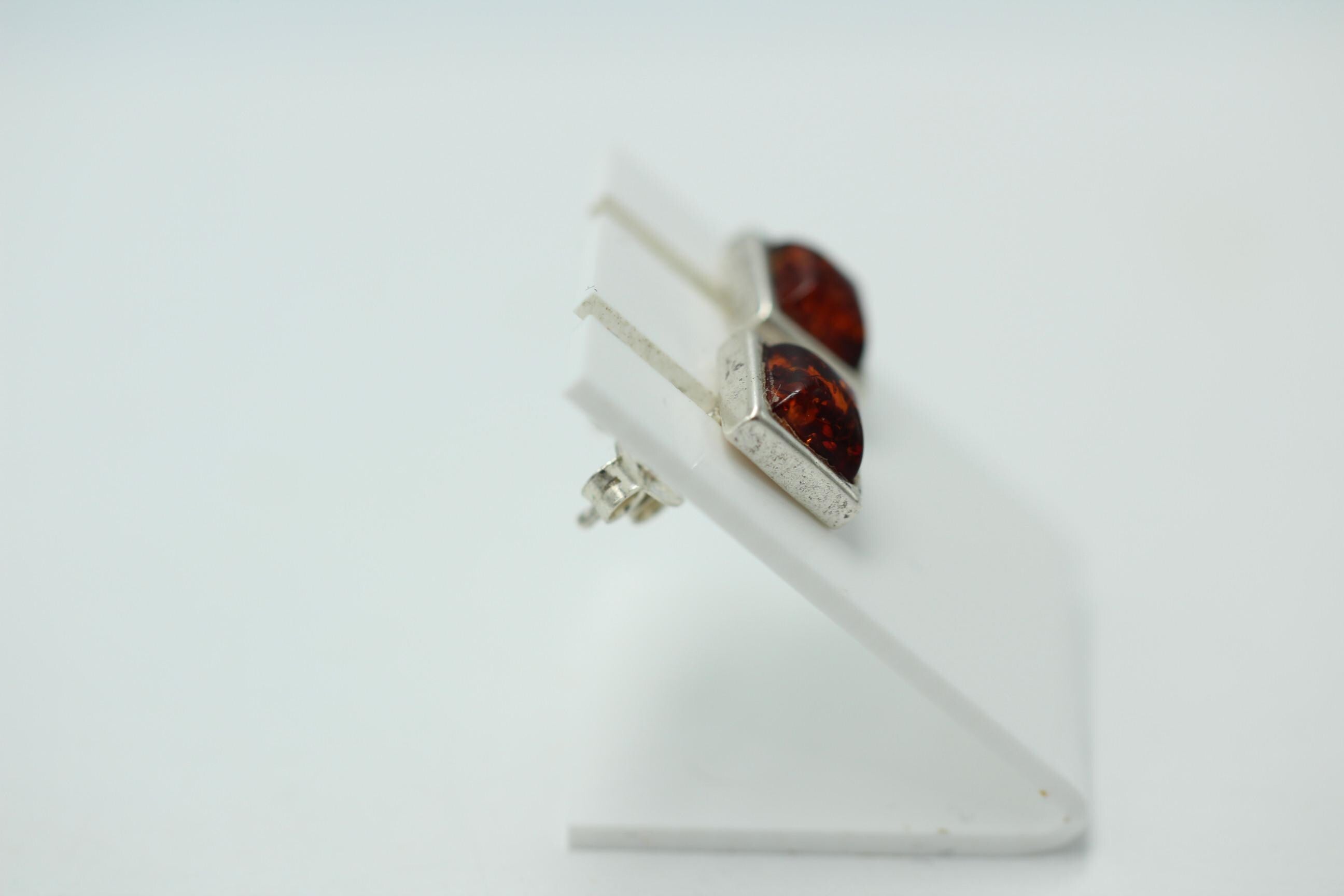 Design Bernstein Ohrstecker 925 Silber Bernsteinohrschmuck Top Edel Bernstein
