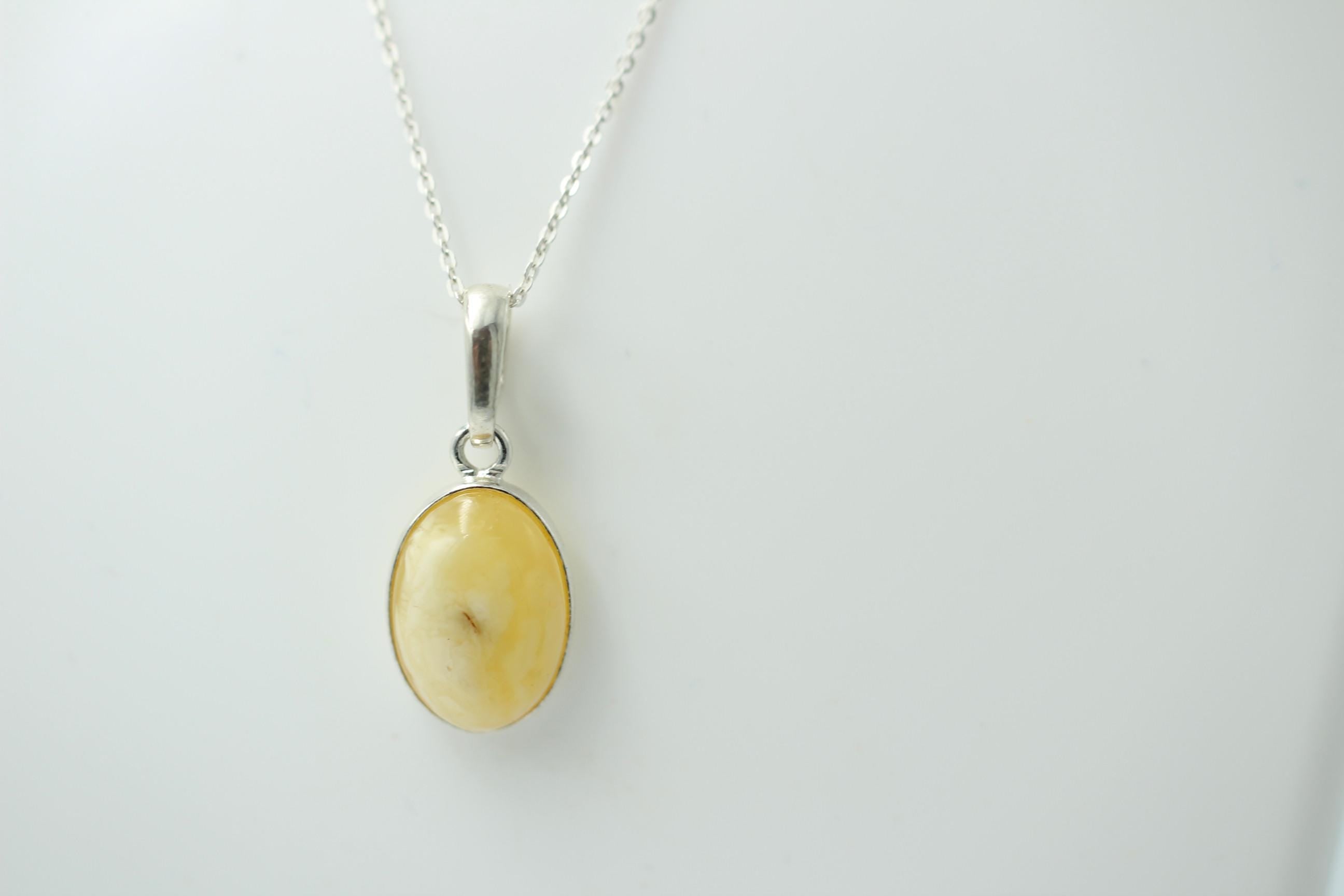 Bernstein Design Anhänger 925 Silber Collier Kette Bernsteinanhänger Top