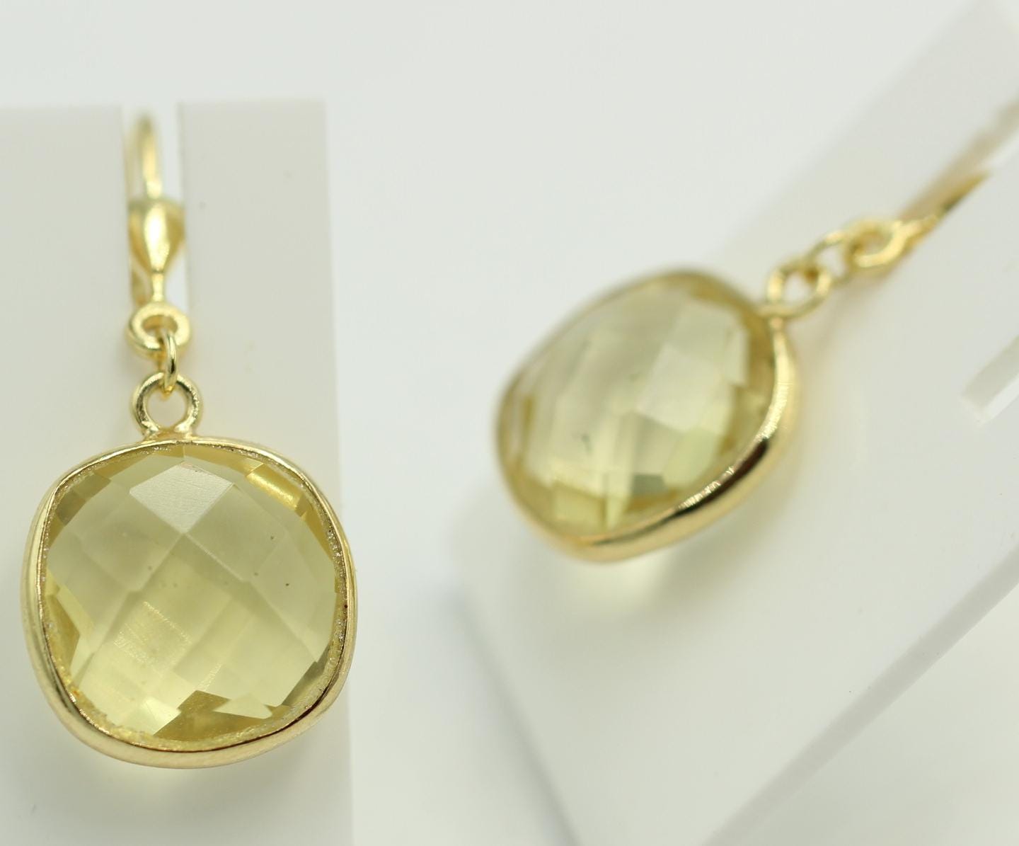 Edle ca 12,5 Carat Lemonquarz Ohrhänger 925 Silber hochwertig vergoldet Top Edel