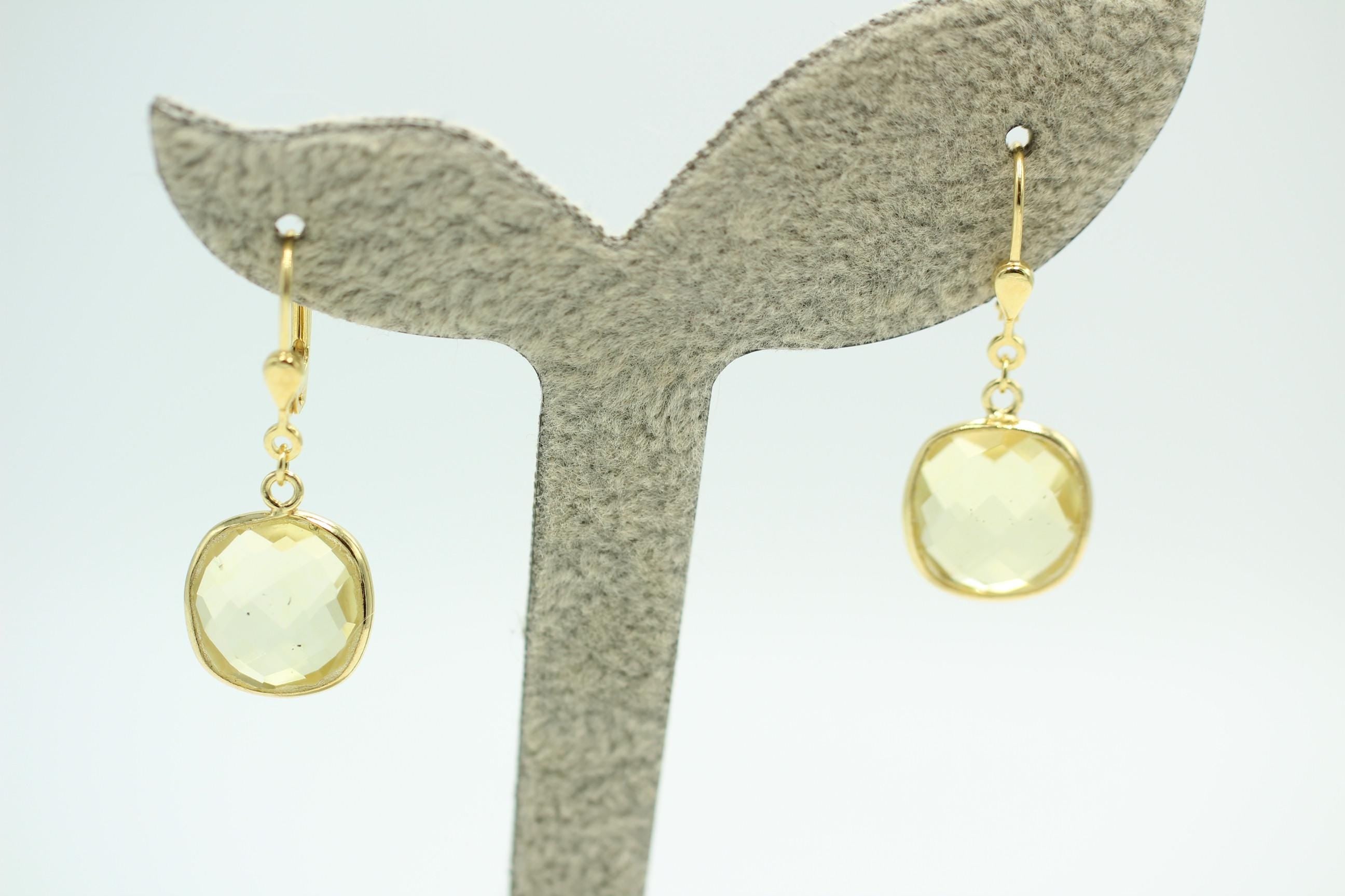 Edle ca 12,5 Carat Lemonquarz Ohrhänger 925 Silber hochwertig vergoldet Top Edel