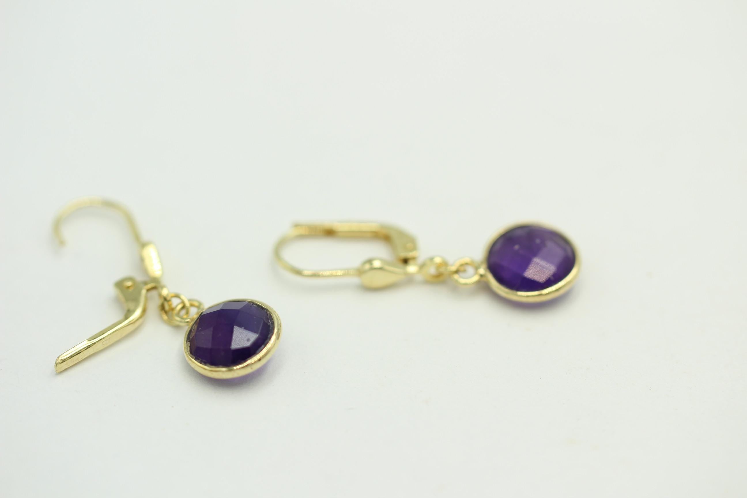 Edle ca 2,9 Carat Amethyst Ohrhänger 925 Silber hochwertig vergoldet Top Edel
