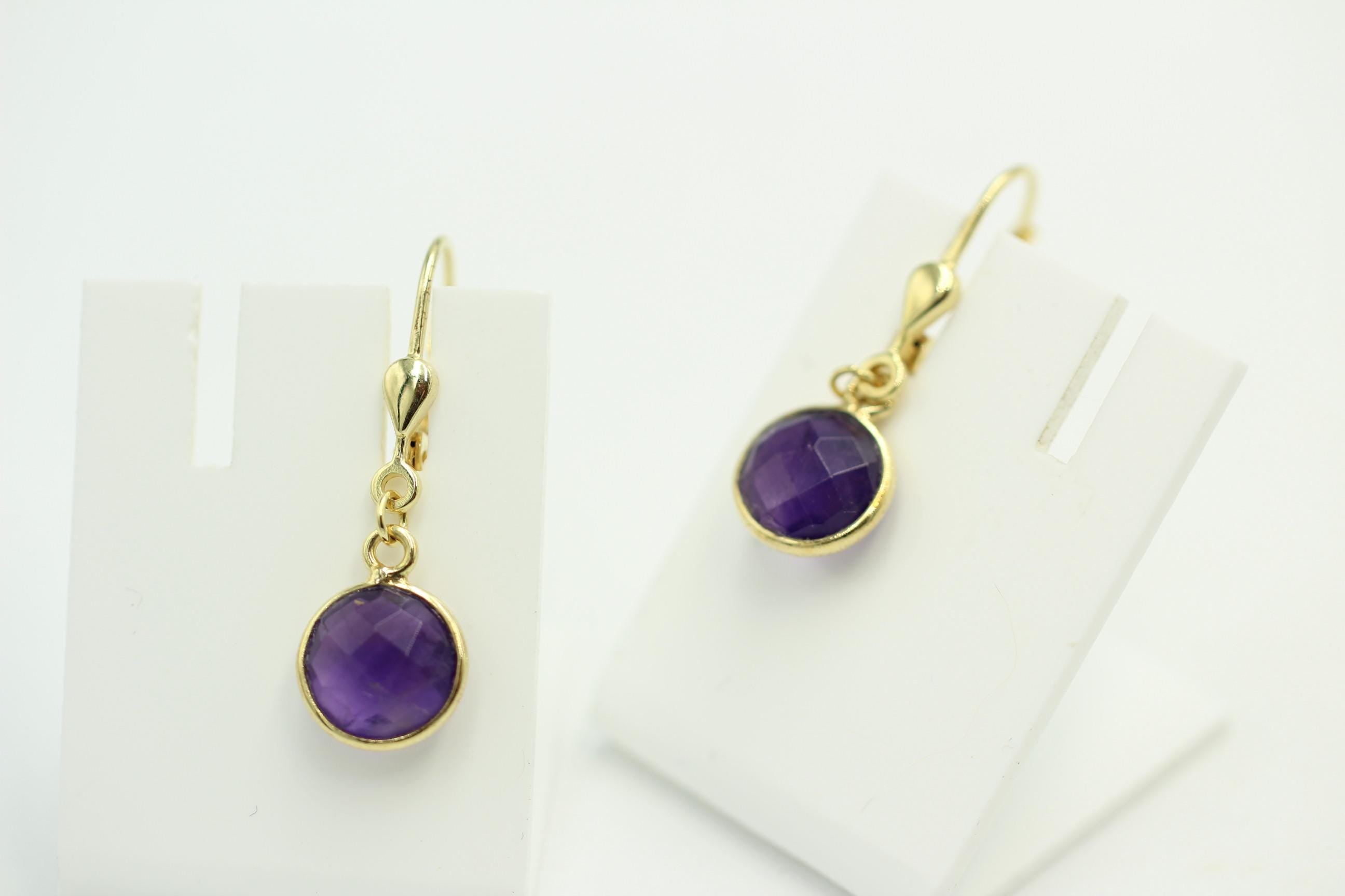 Edle ca 2,9 Carat Amethyst Ohrhänger 925 Silber hochwertig vergoldet Top Edel