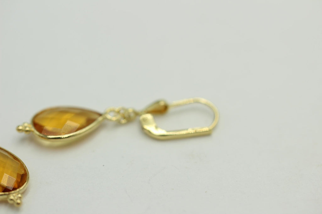 Edle 3,6 Carat gelbe Quarz Ohrhänger 925 Silber vergoldet Edelsteinschmuck