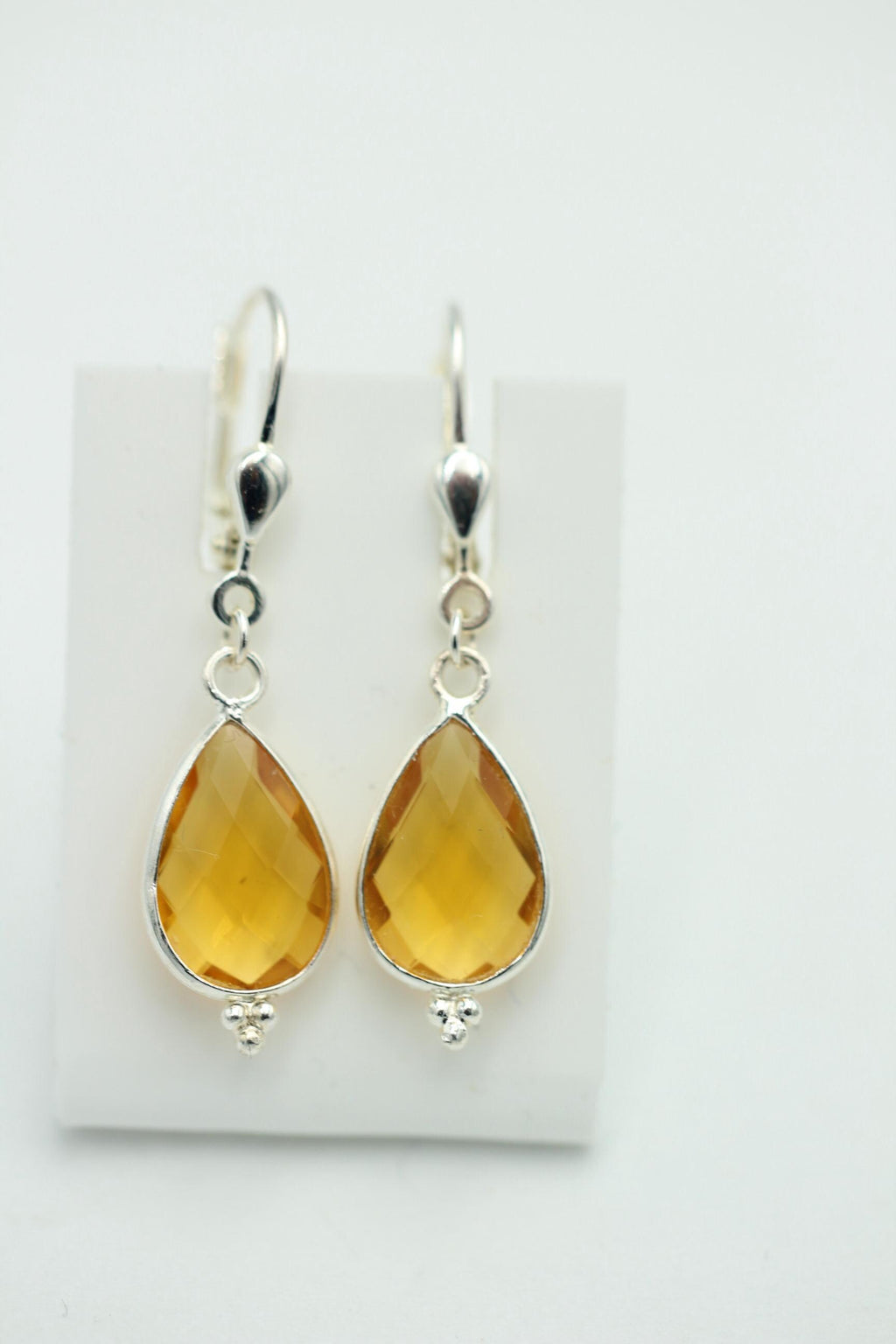Edle 3,6 Carat gelbe Quarz Ohrhänger 925 Silber Edelsteinschmuck gelber Quarz