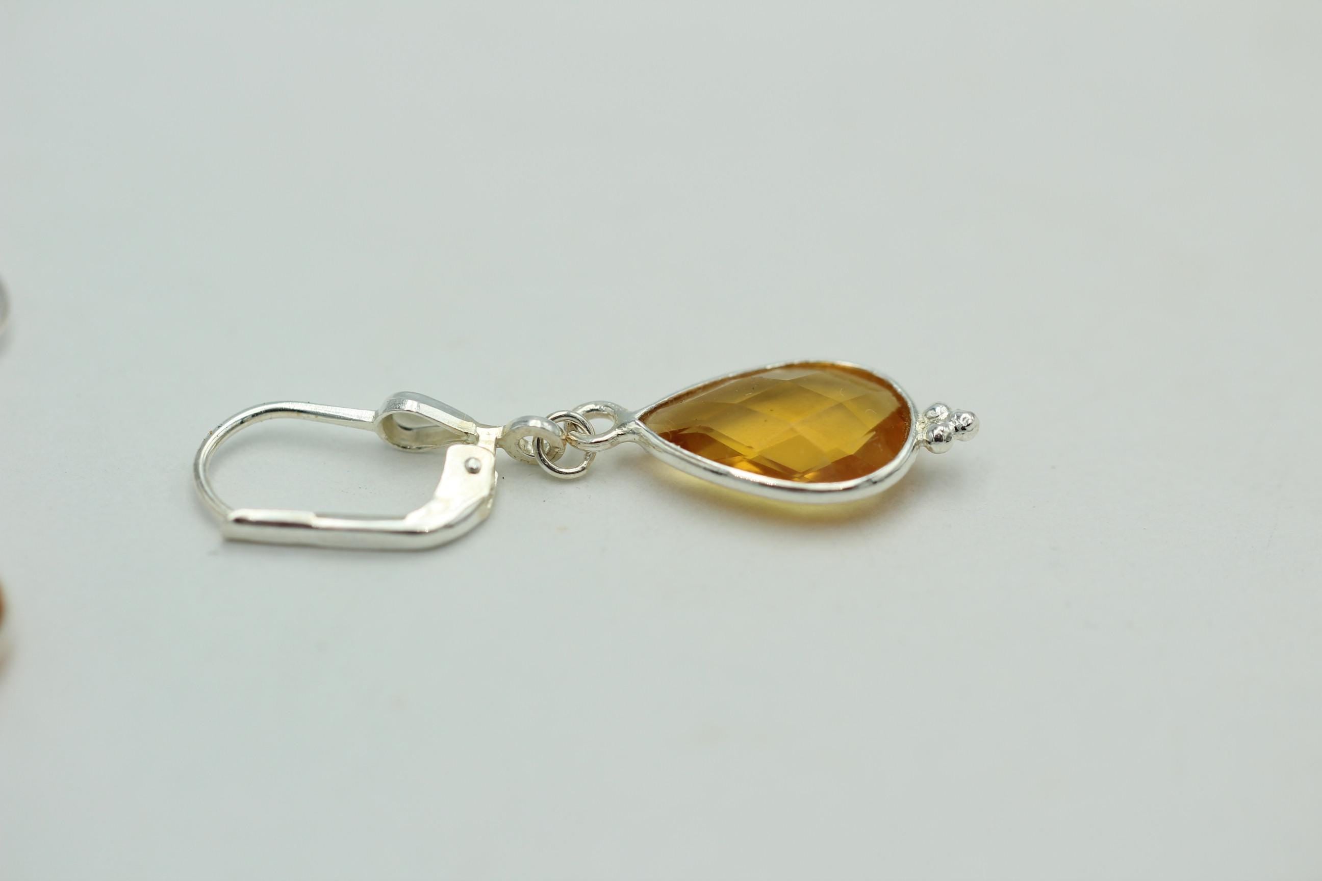 Edle 3,6 Carat gelbe Quarz Ohrhänger 925 Silber Edelsteinschmuck gelber Quarz