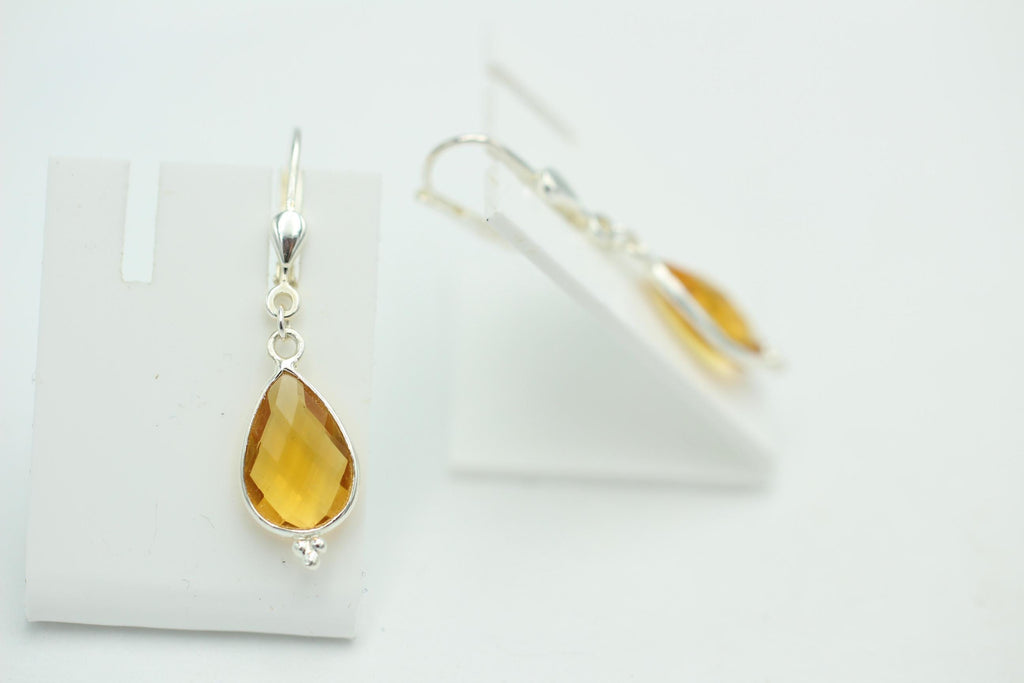 Edle 3,6 Carat gelbe Quarz Ohrhänger 925 Silber Edelsteinschmuck gelber Quarz