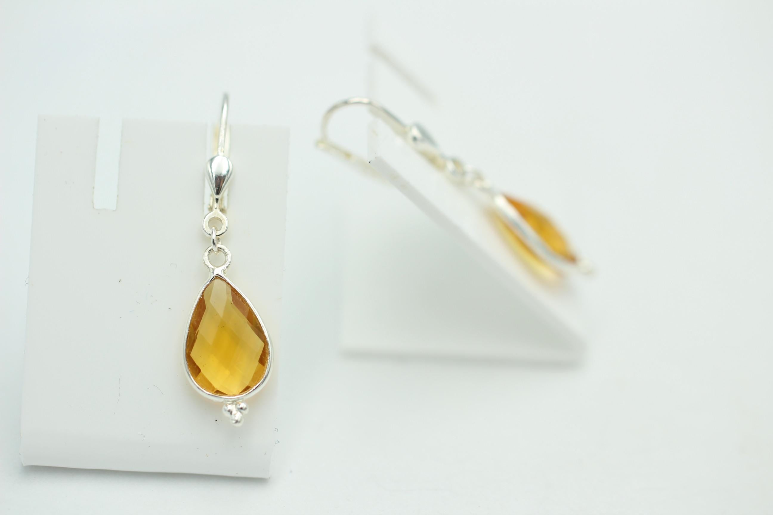 Edle 3,6 Carat gelbe Quarz Ohrhänger 925 Silber Edelsteinschmuck gelber Quarz