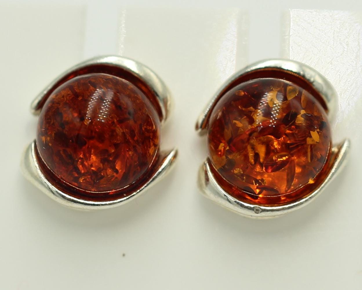 Design Ohrstecker Bernstein 925 Silber Ohrring Bernsteinschmuck braun Bernstein