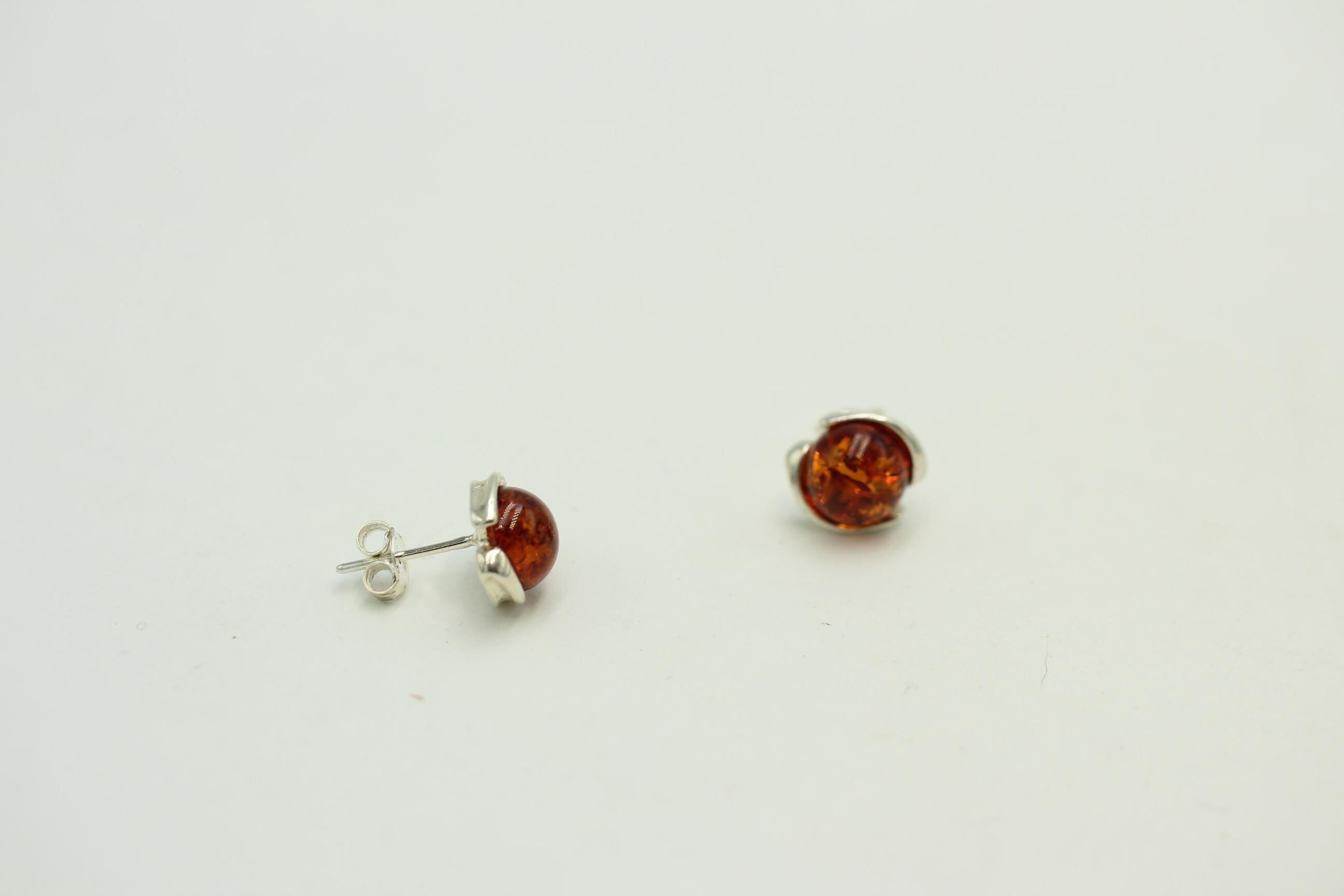 Design Ohrstecker Bernstein 925 Silber Ohrring Bernsteinschmuck braun Bernstein