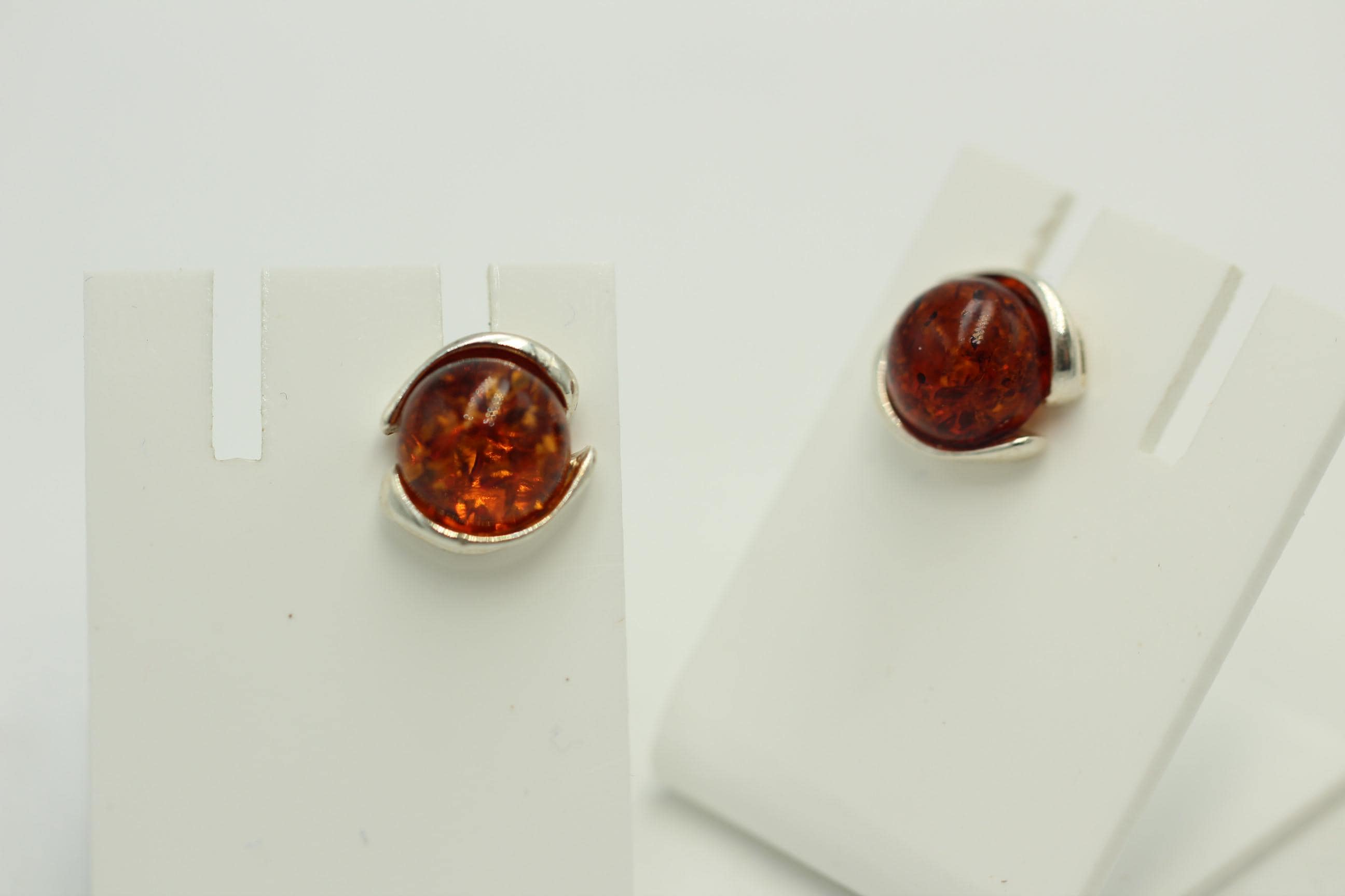 Design Ohrstecker Bernstein 925 Silber Ohrring Bernsteinschmuck braun Bernstein