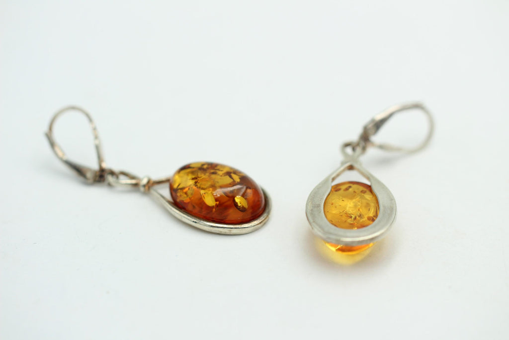 Edle Design Berstein Ohrhänger 925 Silber braungoldener Bernstein Ohschmuck