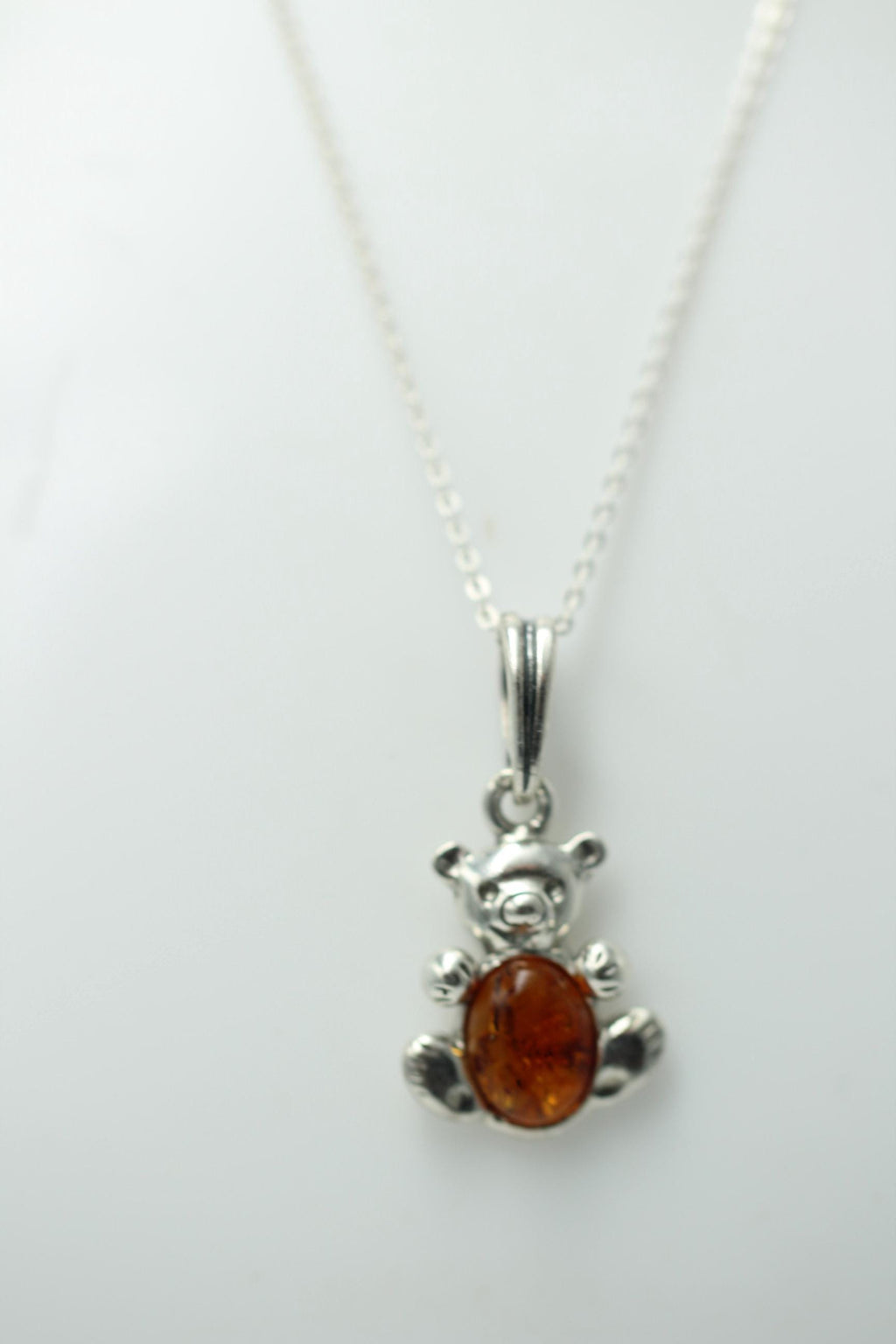 Bärenanhänger 925 Silber Bernstein Bär Anhänger Collier Kette Kinderschmuck