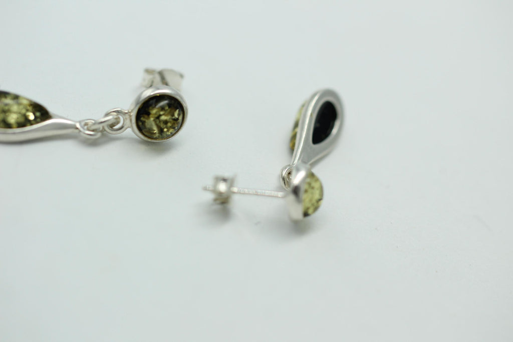 grüner Bernstein Ohrstecker 925 Silber Bernsteinohrstecker Ohrhänger Top Edel