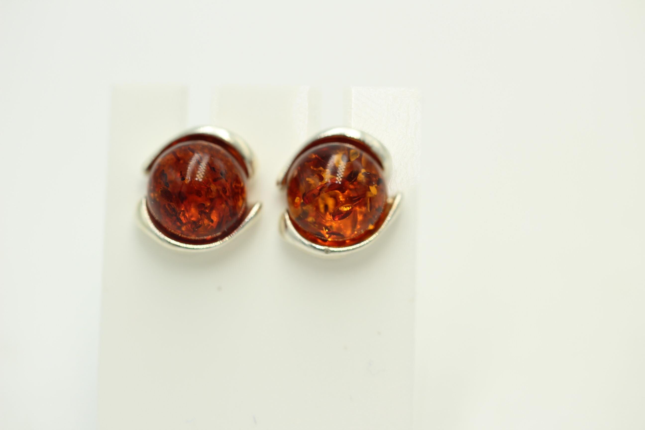 Design Bernstein Ohrstecker 925 Silber Bernsteinohrschmuck Top Edel Bernstein