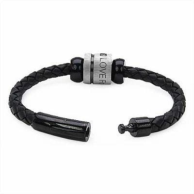 tashan Designer Leder Flecht Armband mit Edelstahleinlage, LOVE FOREVER Zirkonia