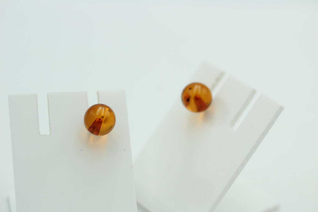 Bernstein Ohrstecker braun 925 Silber Kugelohrstecker Unisex 7 mm